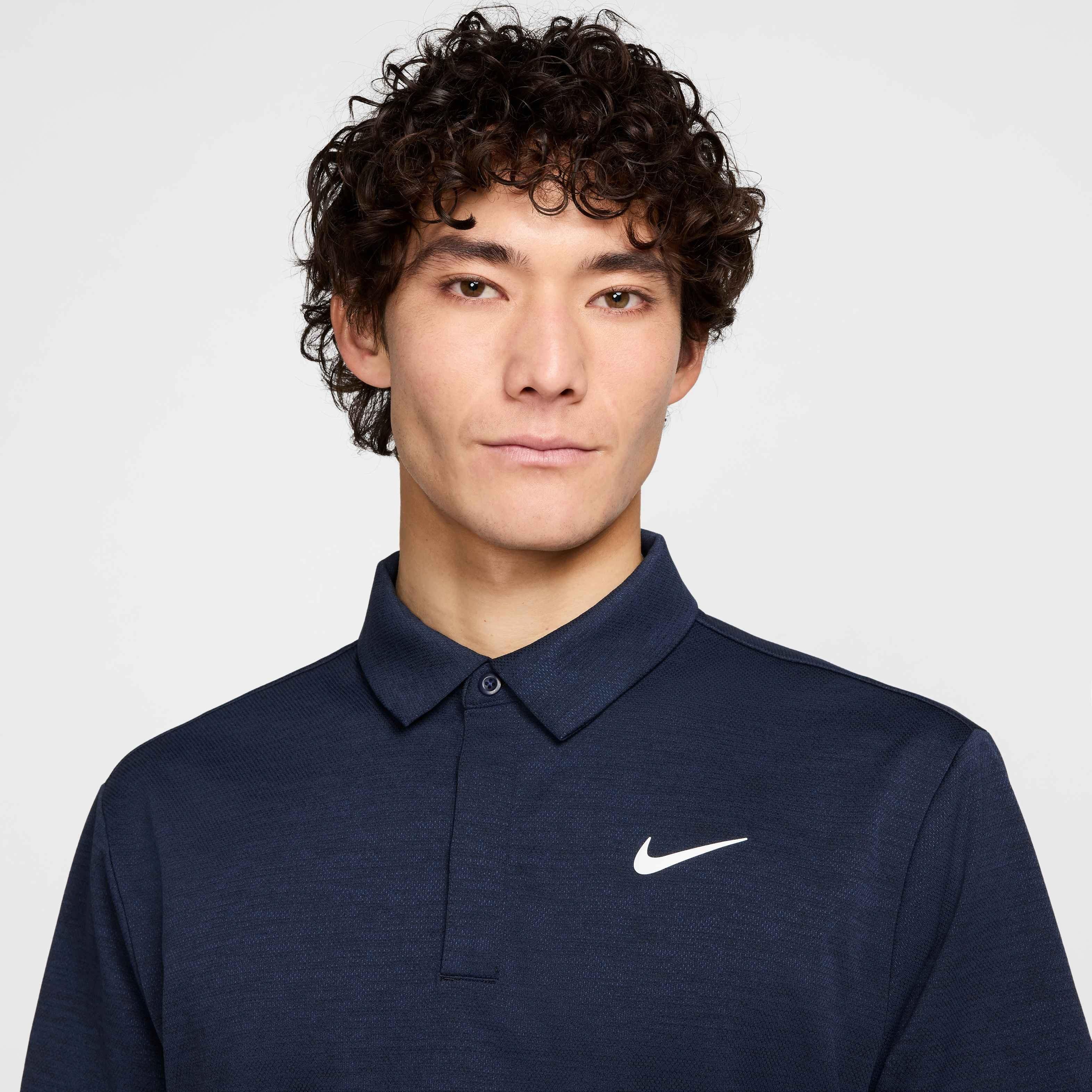 Nike Men's Tour Jacquard Dri-FIT Golf Polo - NAVY Thumbnail View 3