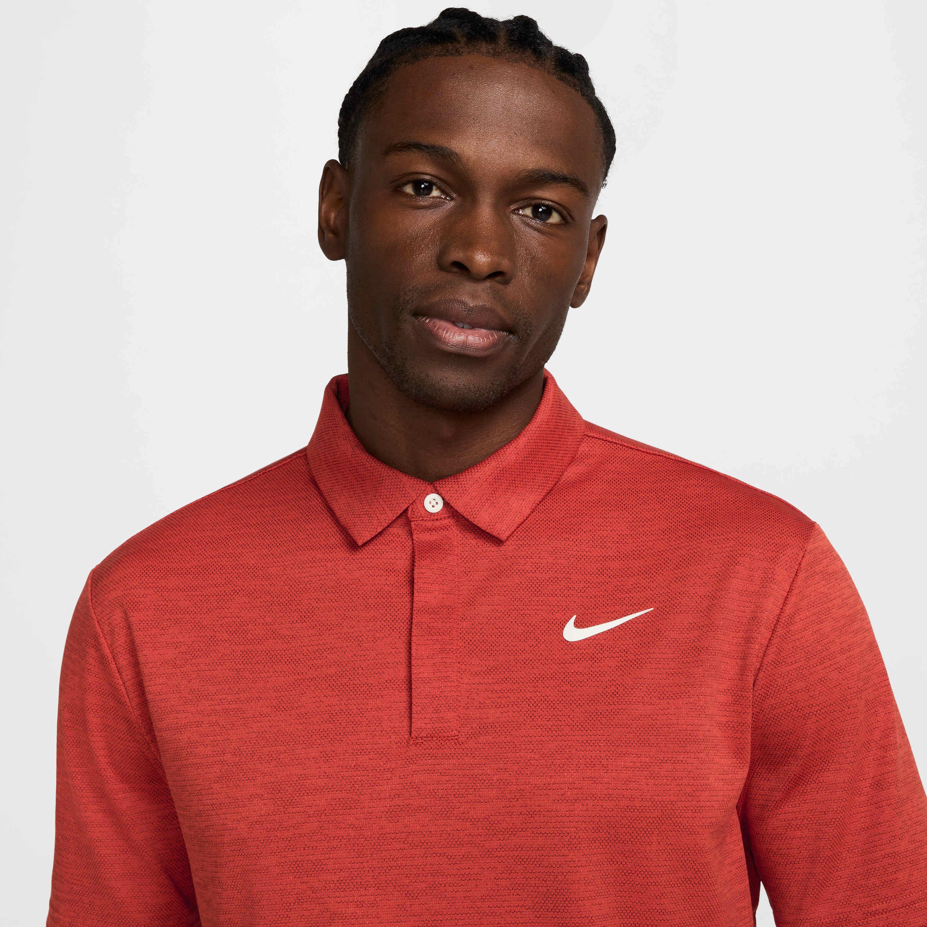 Nike Men's Tour Jacquard Dri-FIT Golf Polo - RED Thumbnail View 3