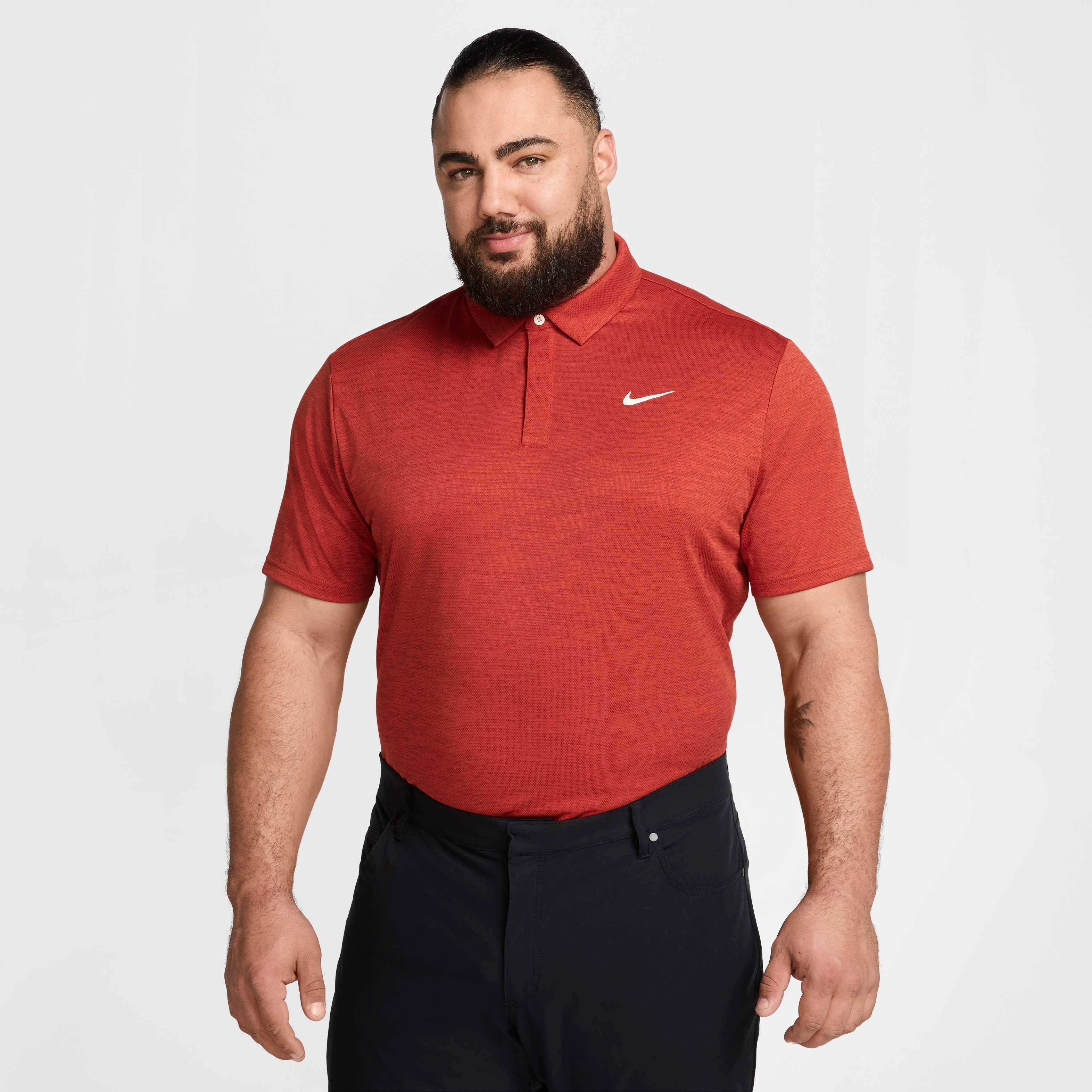 Nike Men's Tour Jacquard Dri-FIT Golf Polo - RED Thumbnail View 7