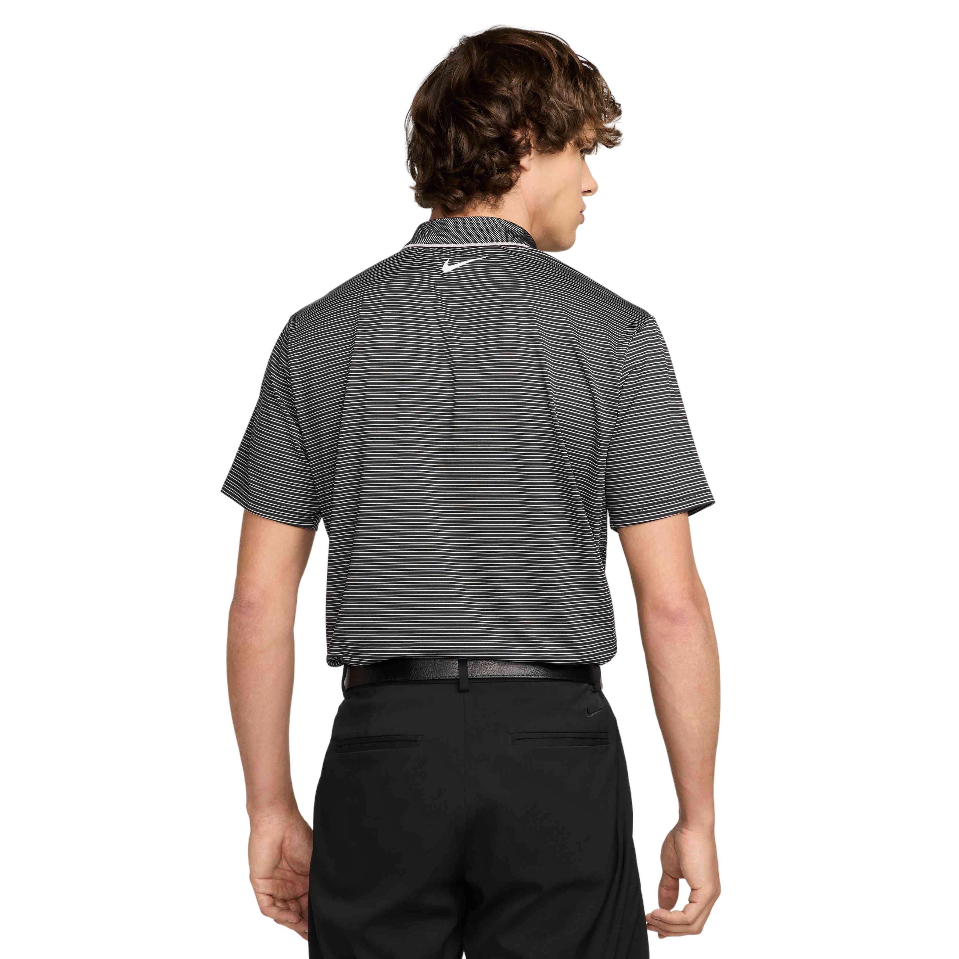 Nike Men's Tour Dri-FIT Striped Golf Polo - BLACK Thumbnail View 2