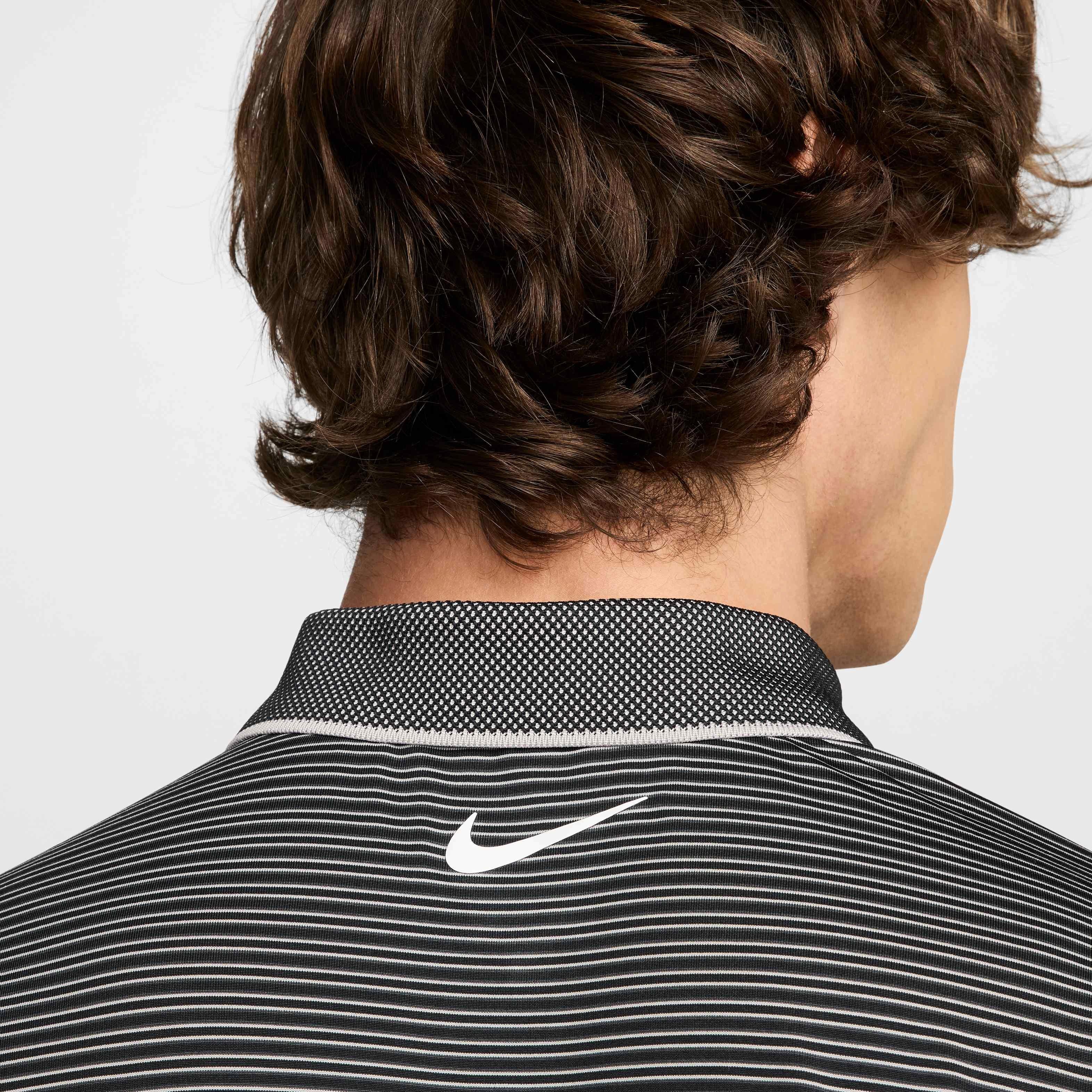 Nike Men's Tour Dri-FIT Striped Golf Polo - BLACK Thumbnail View 4