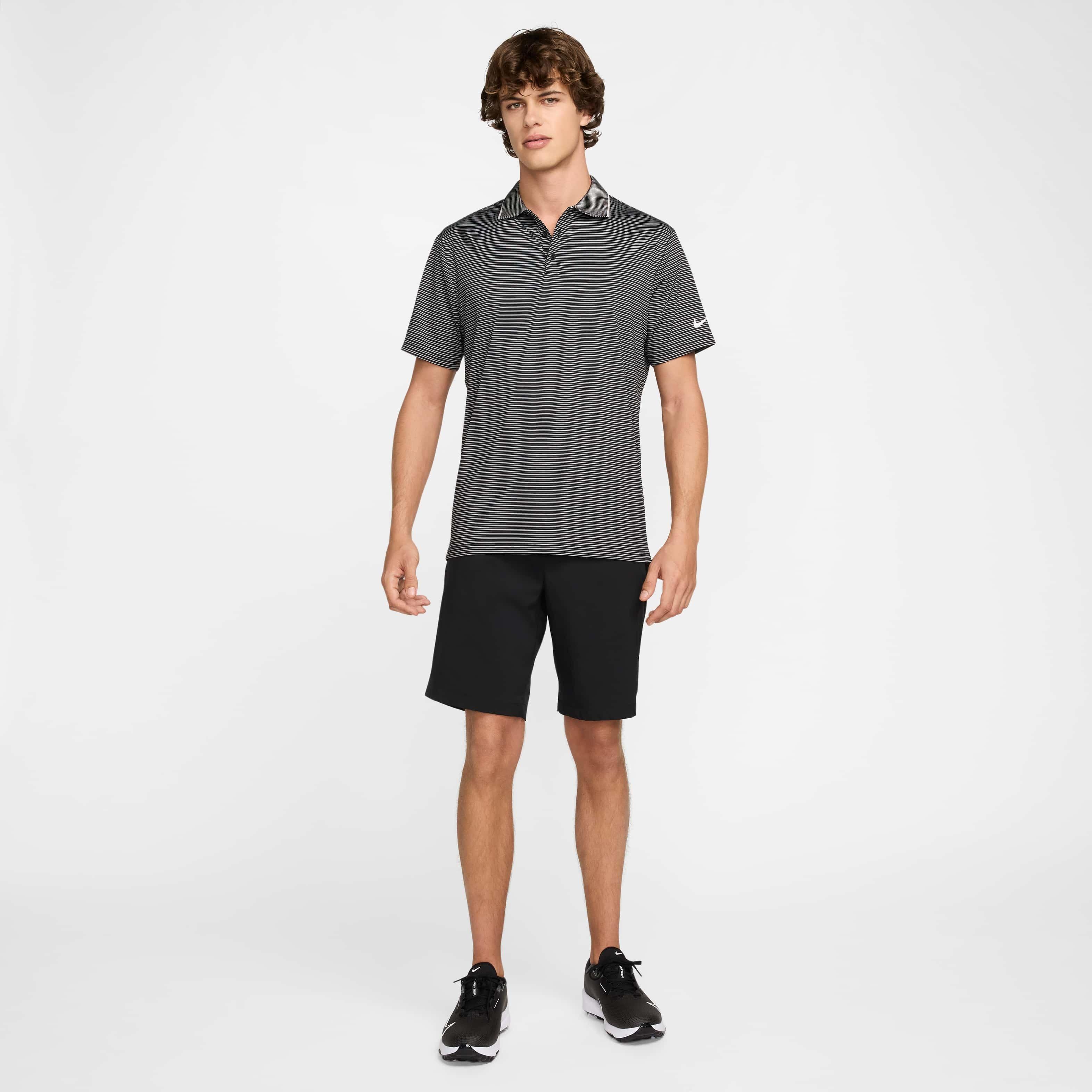 Nike Men's Tour Dri-FIT Striped Golf Polo - BLACK Thumbnail View 7