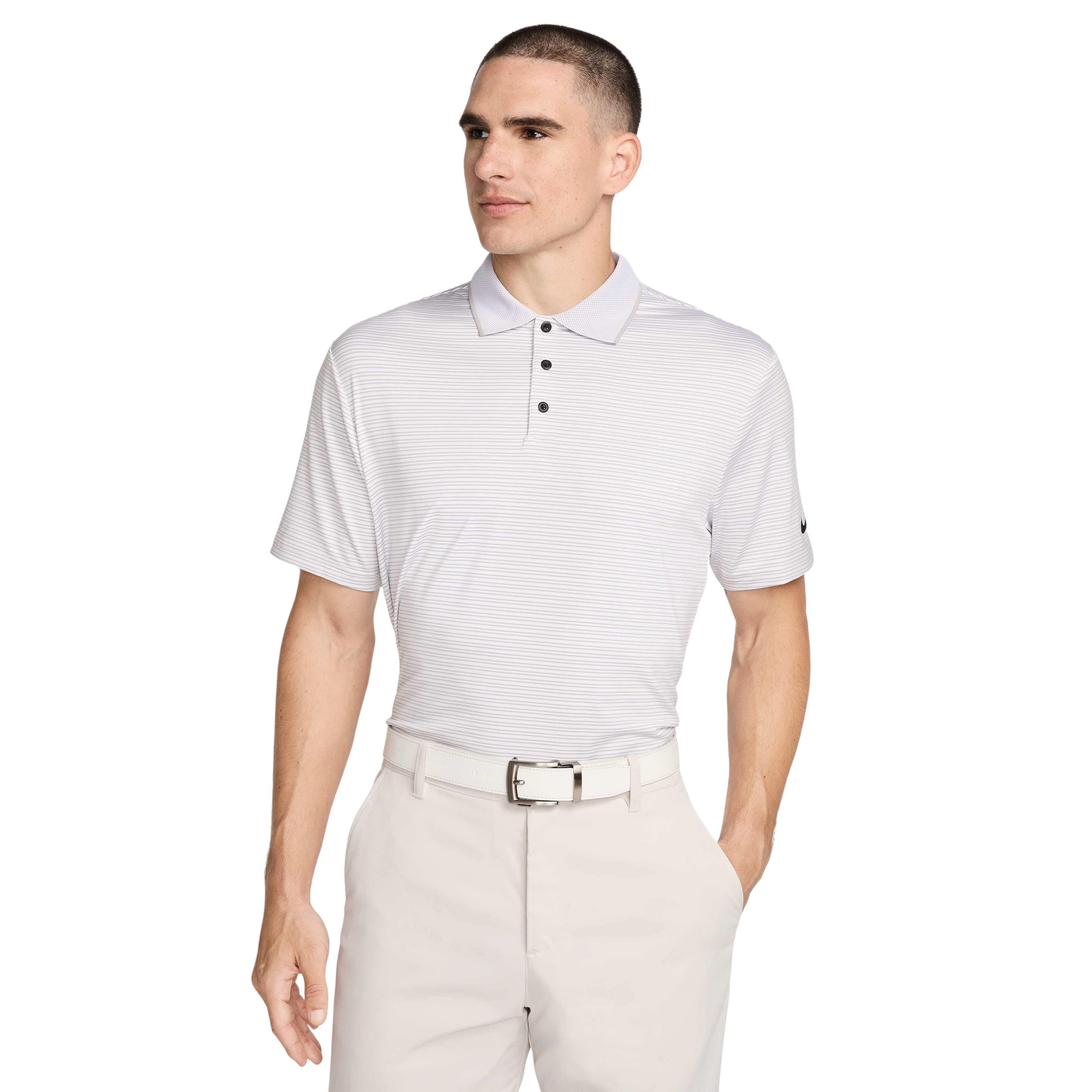 Nike Men's Tour Dri-FIT Striped Golf Polo - WHITE Thumbnail View 1