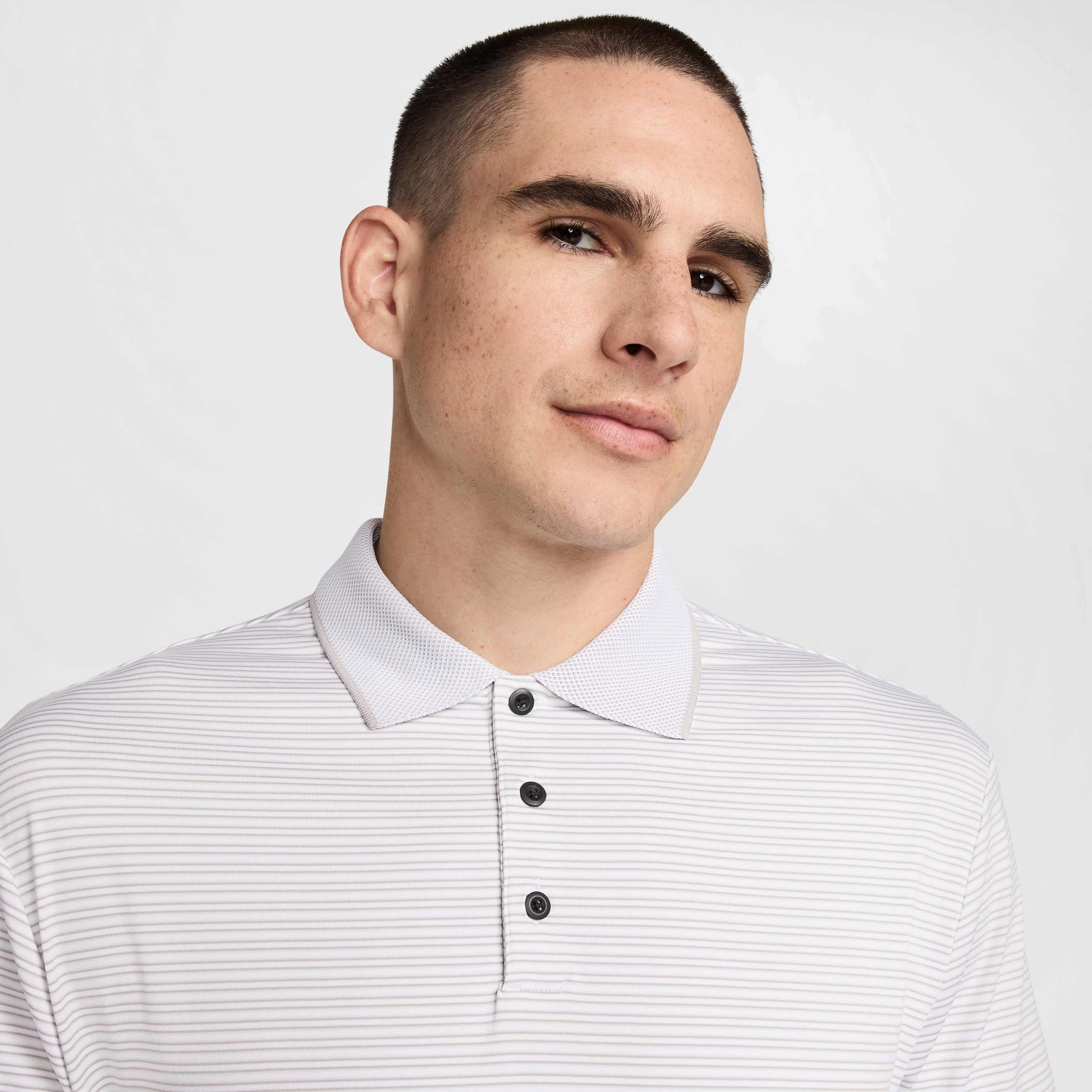 Nike Men's Tour Dri-FIT Striped Golf Polo - WHITE Thumbnail View 3