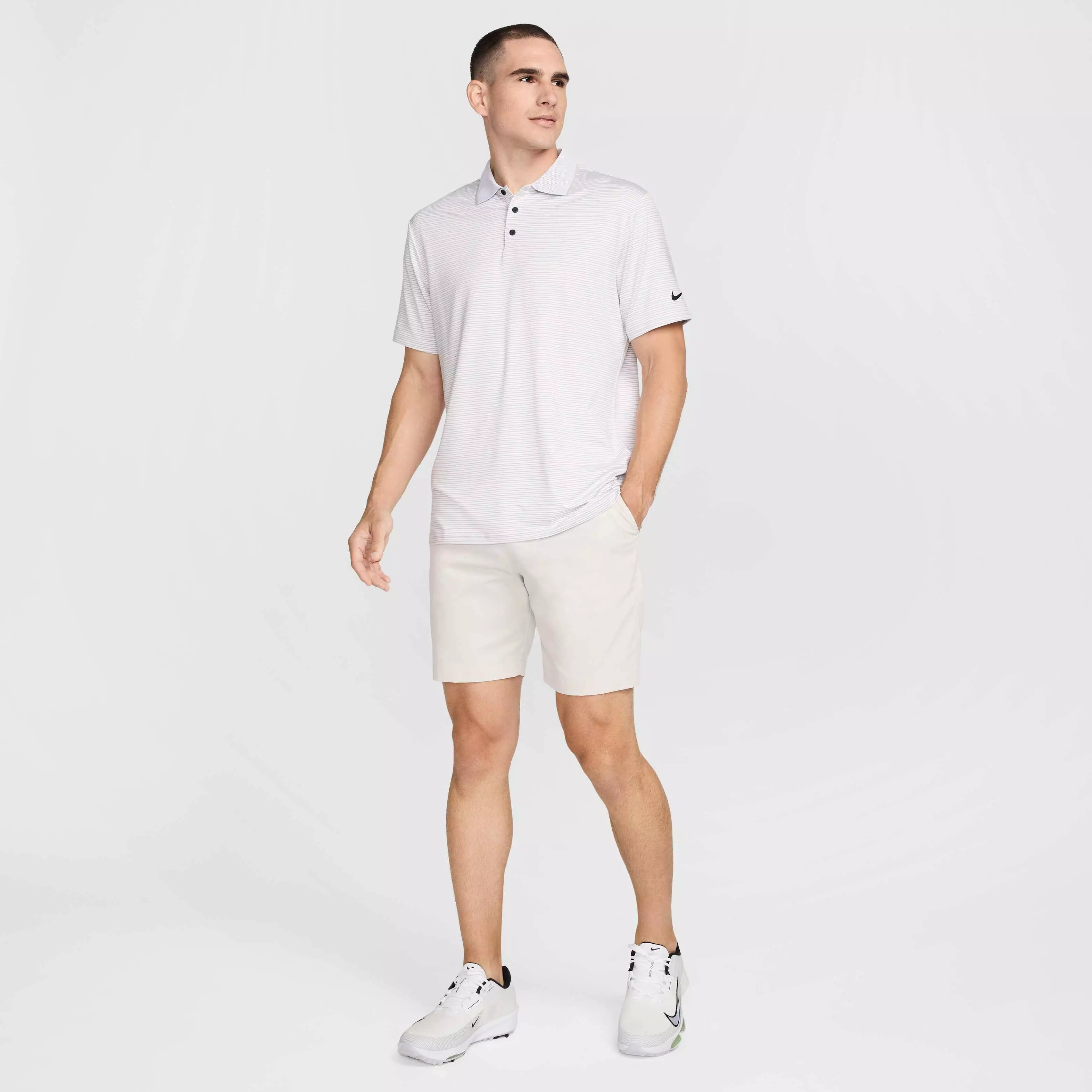 Nike Men's Tour Dri-FIT Striped Golf Polo - WHITE