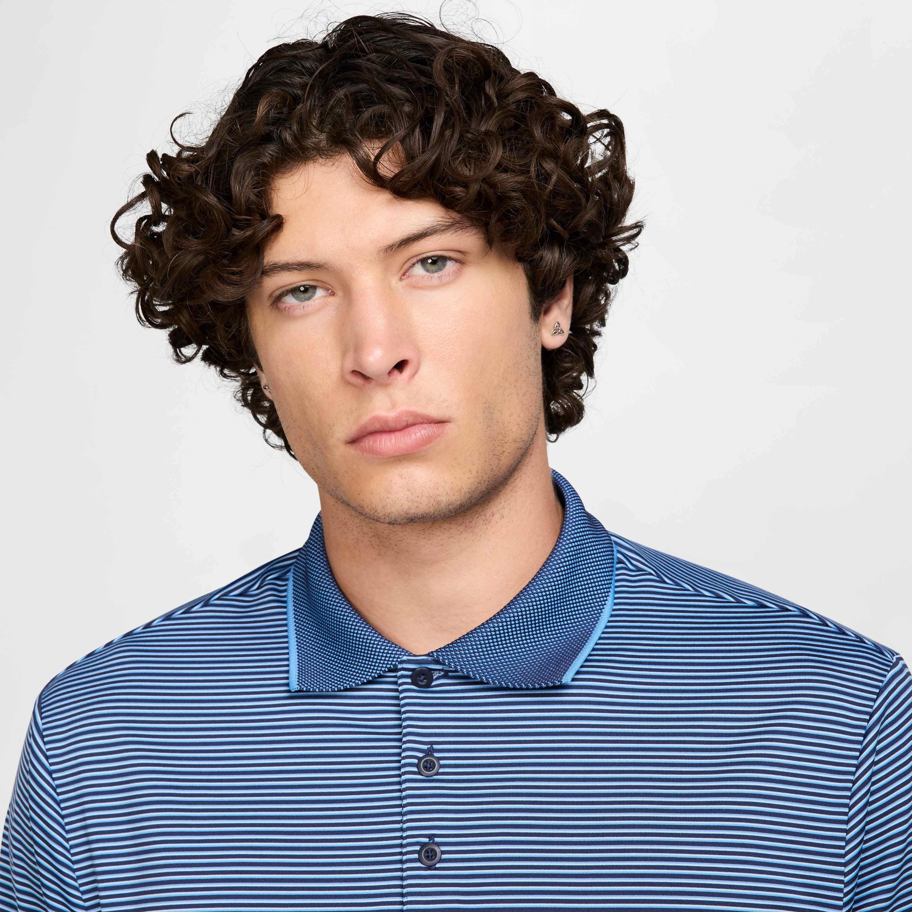Nike Men's Tour Dri-FIT Striped Golf Polo - NAVY Thumbnail View 3