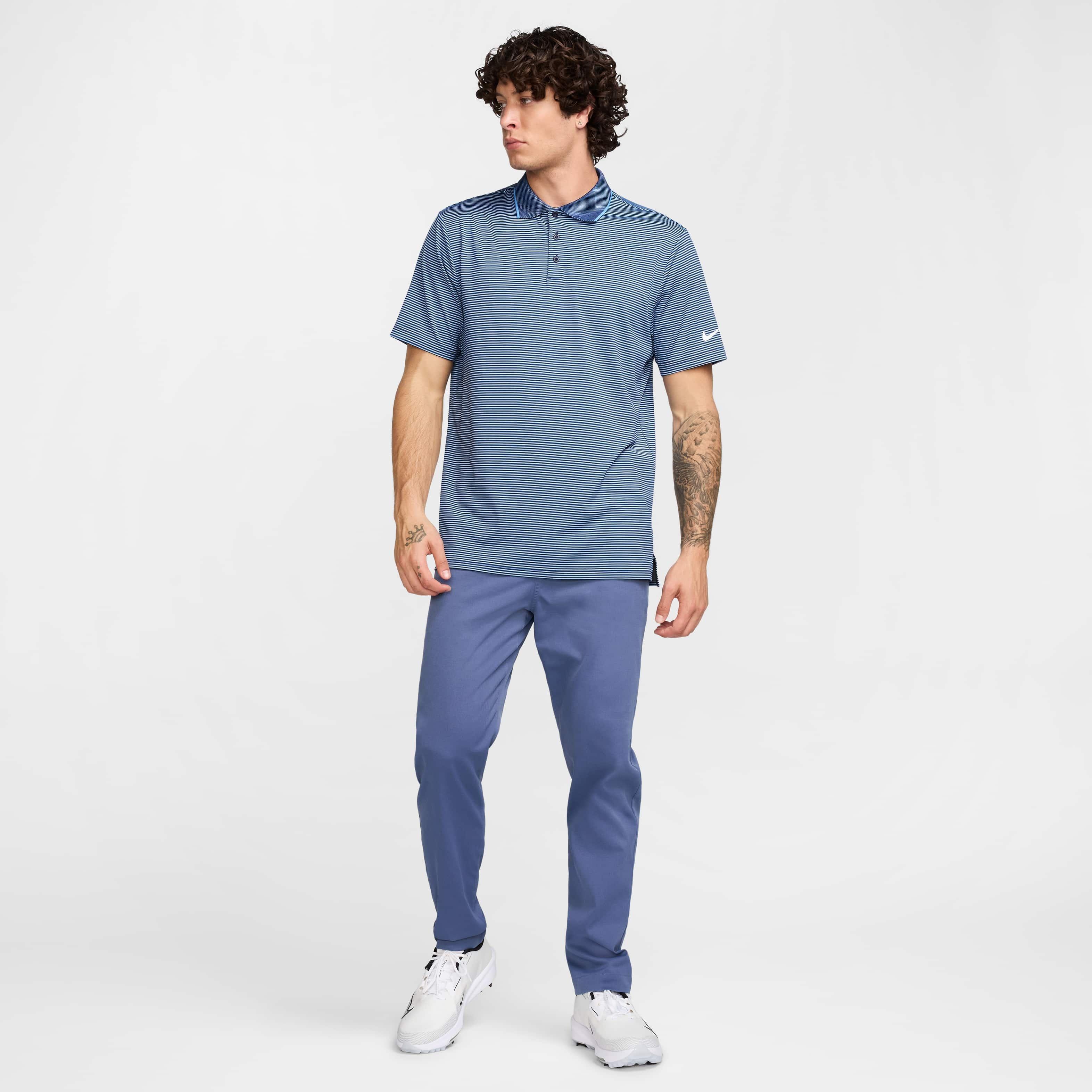 Nike Men's Tour Dri-FIT Striped Golf Polo - NAVY Thumbnail View 7