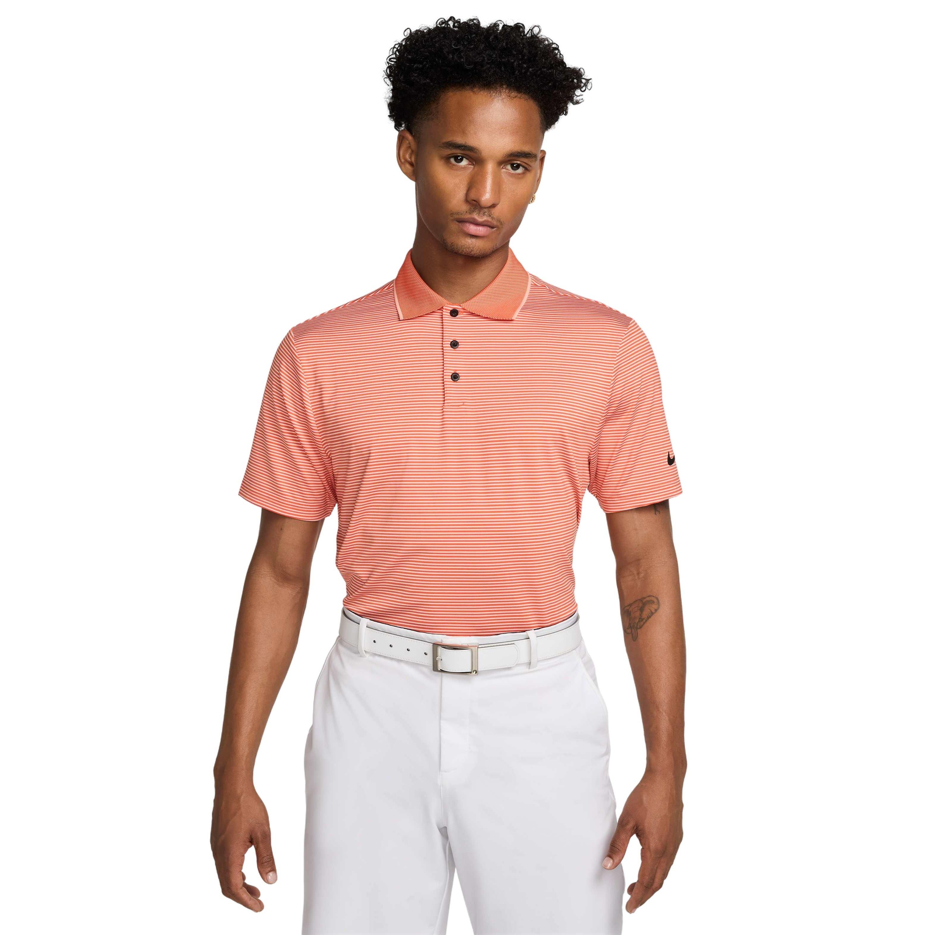 Nike Men's Tour Dri-FIT Striped Golf Polo - ORANGE Thumbnail View 1