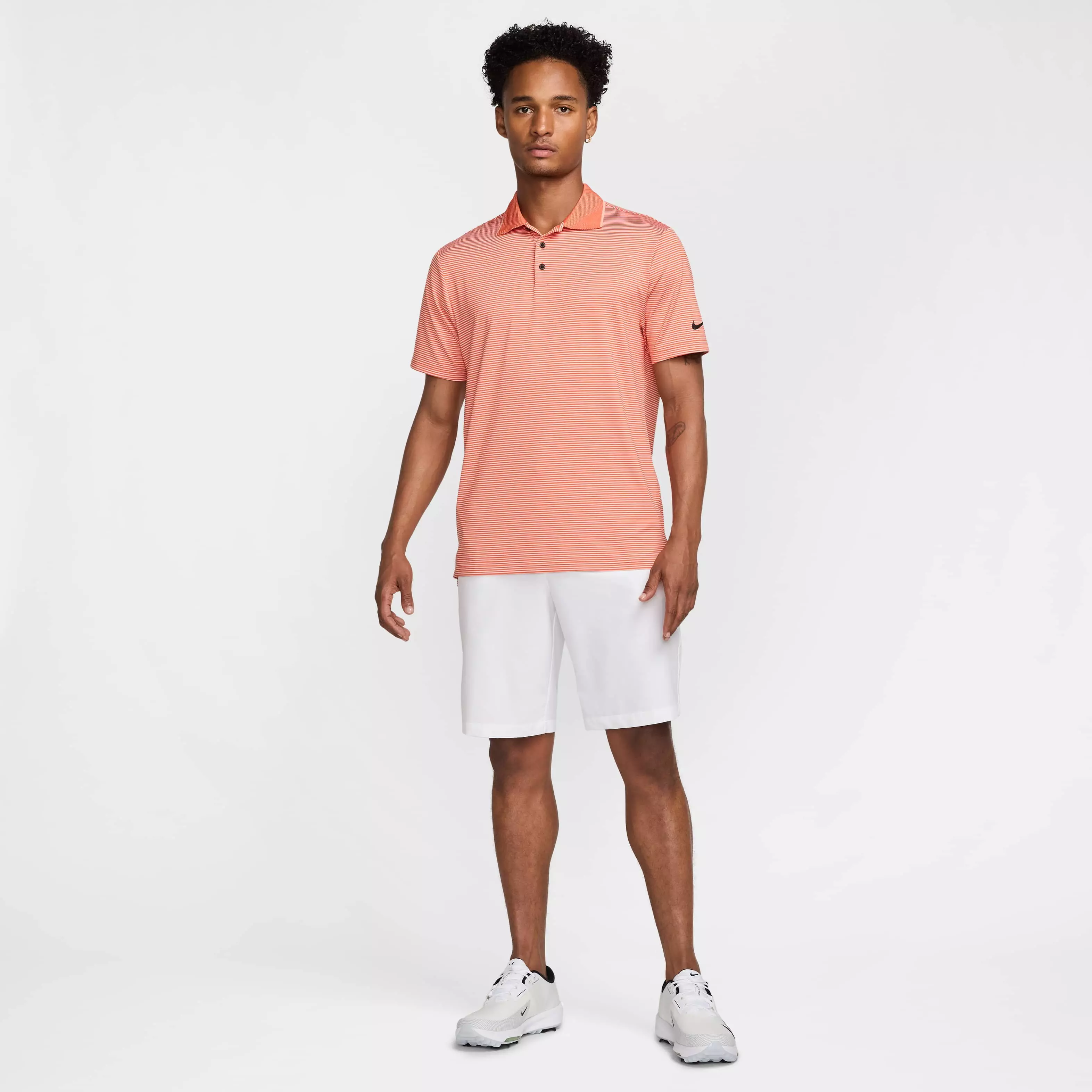 Nike Men's Tour Dri-FIT Striped Golf Polo - ORANGE