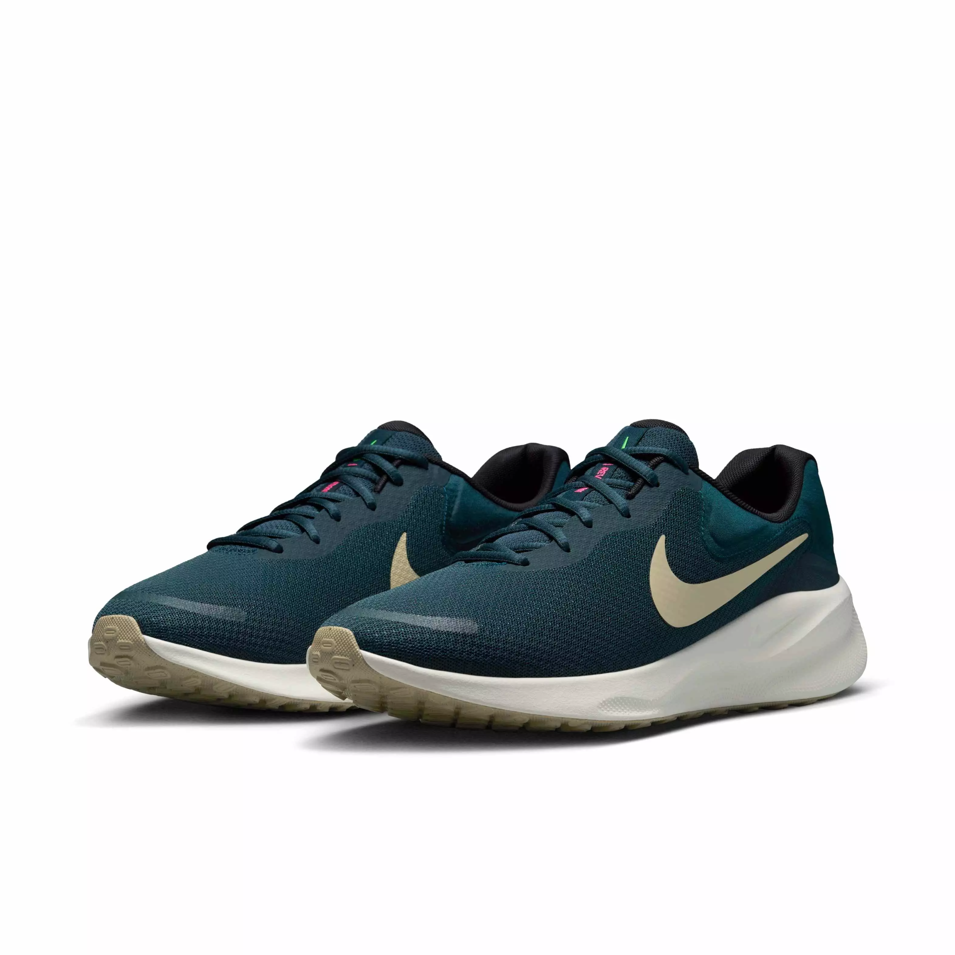 Nike Revolution 7 "Armory Navy/Green Strike/Hyper Pink/Desert Khaki" Men's Running Shoe - NAVY/GREEN/PINK/KHAKI