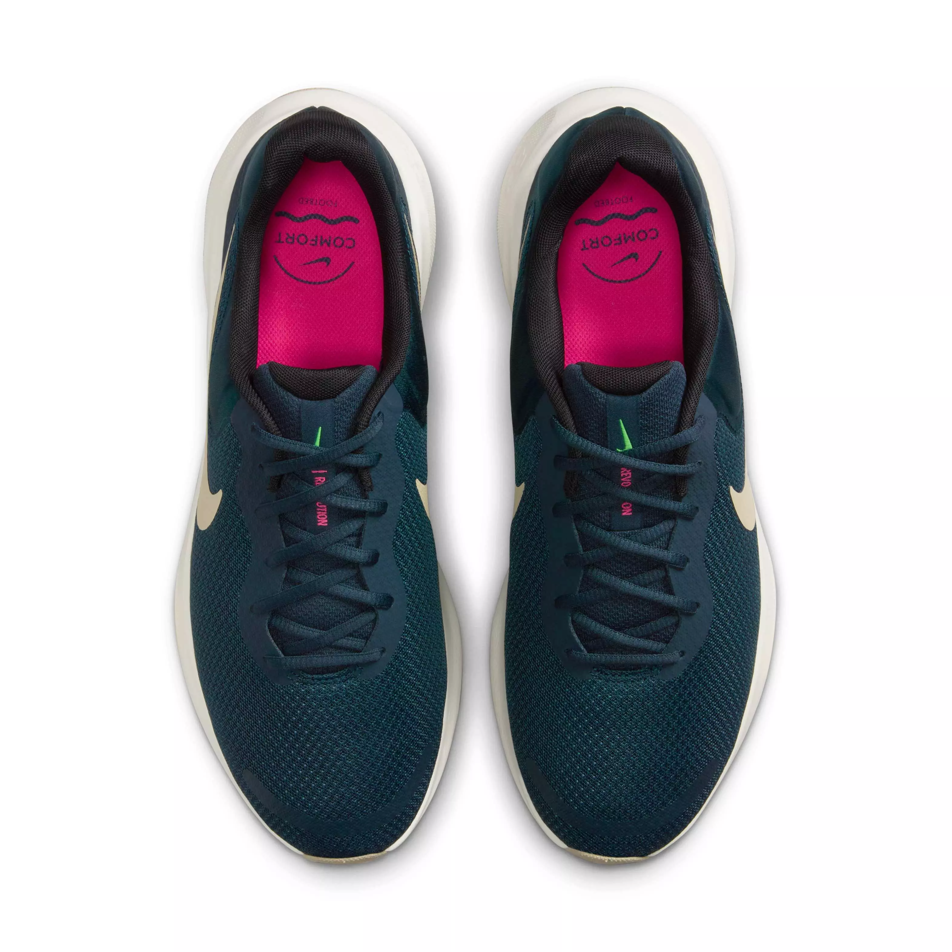 Nike Revolution 7 "Armory Navy/Green Strike/Hyper Pink/Desert Khaki" Men's Running Shoe - NAVY/GREEN/PINK/KHAKI