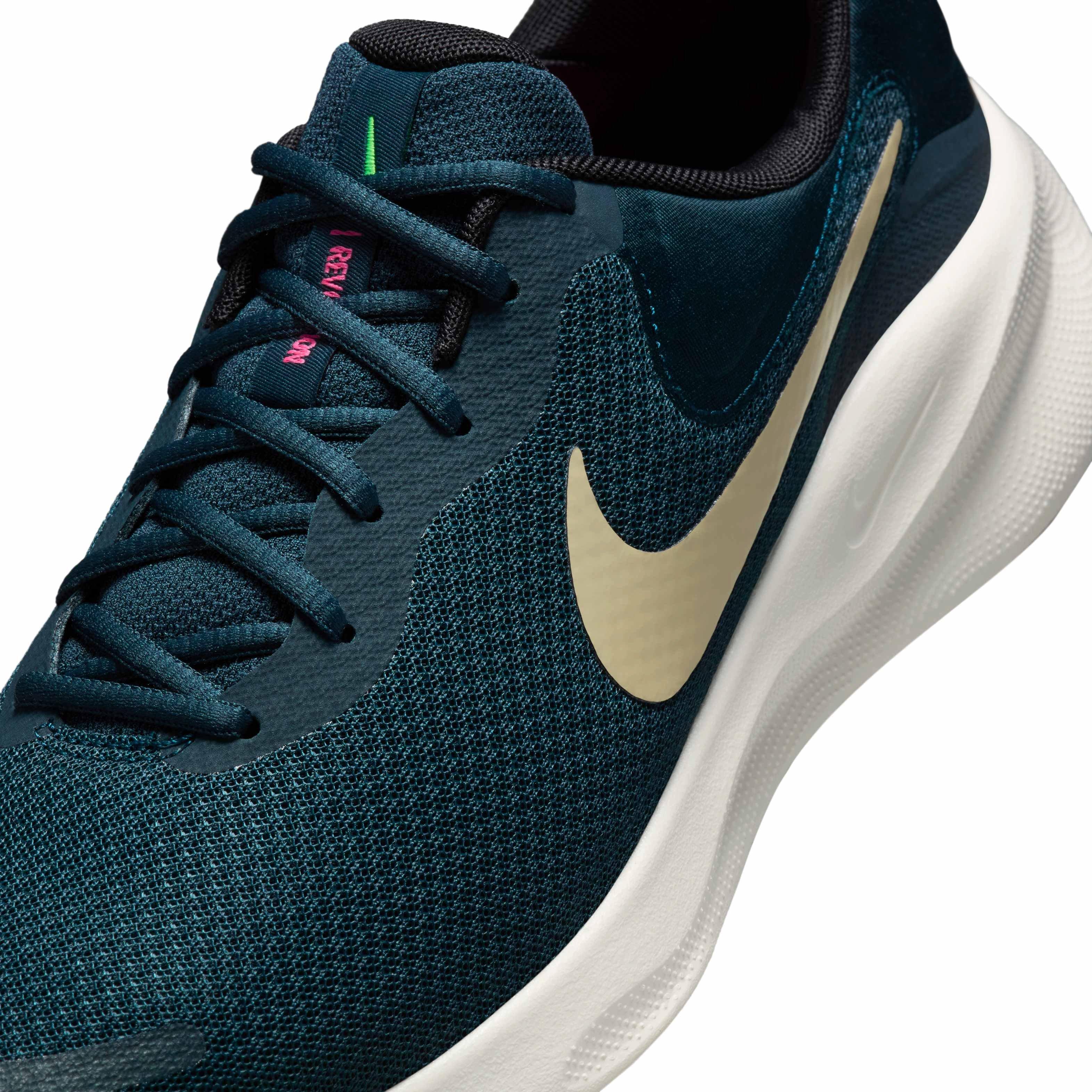 Nike Revolution 7 "Armory Navy/Green Strike/Hyper Pink/Desert Khaki" Men's Running Shoe - NAVY/GREEN/PINK/KHAKI Thumbnail View 7