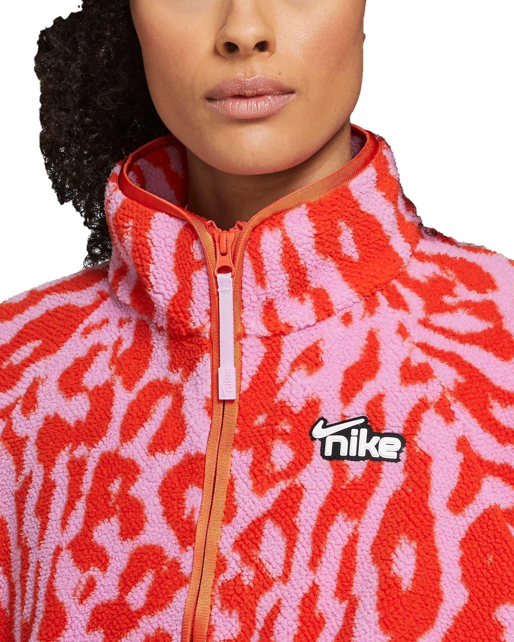 nike leopard red sherpa jacket