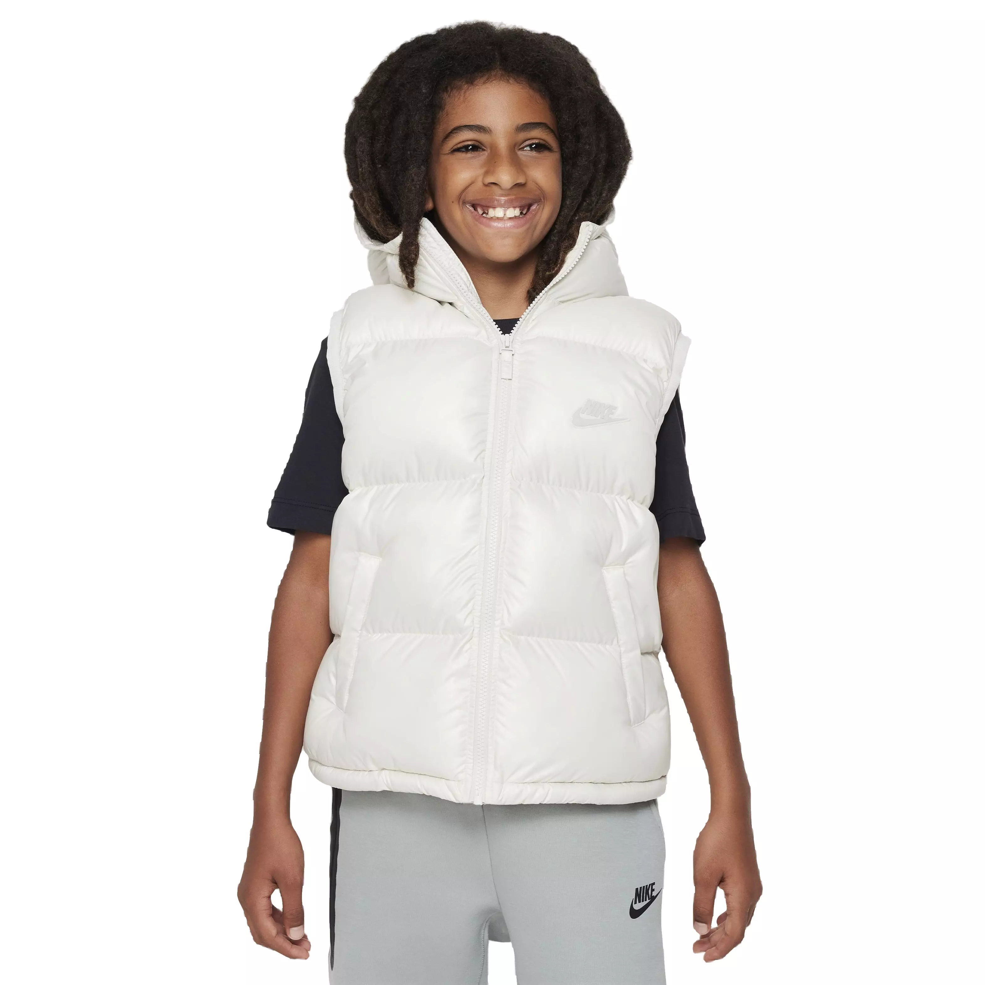 Nike Big Kids' Sportswear Therma-FIT High SYNFL Repel Loose Hooded Vest -Cream - CREAM