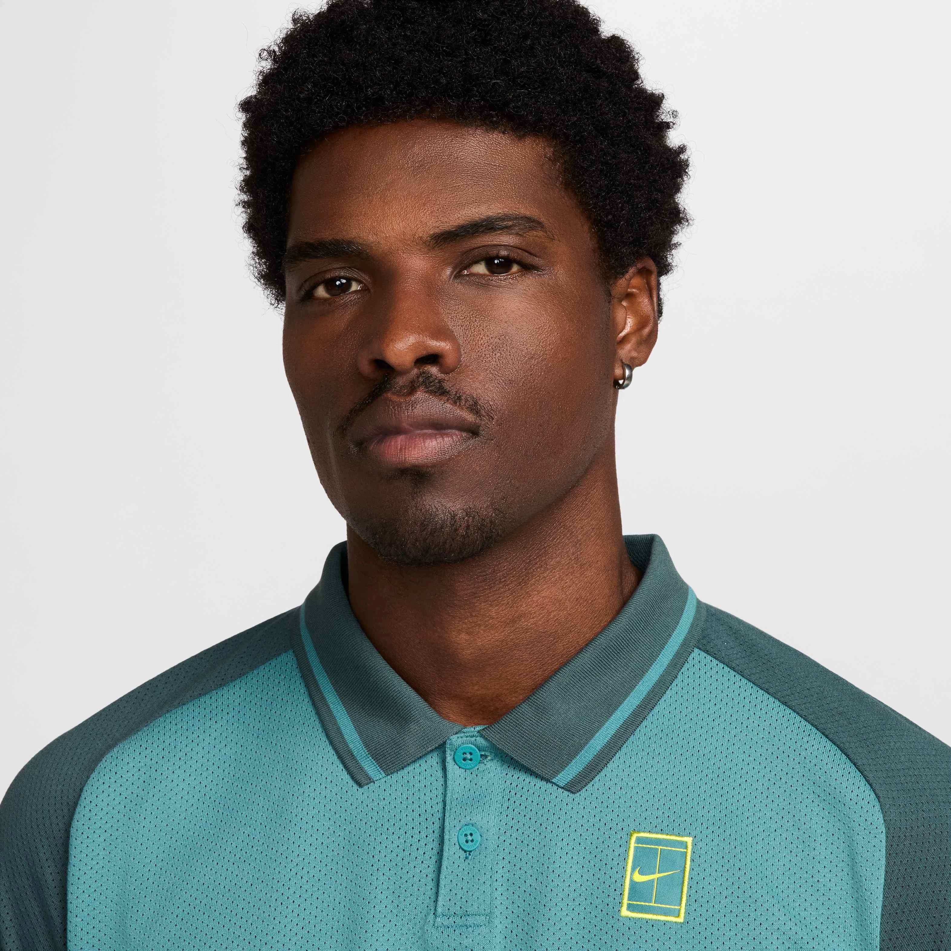 NikeCourt Men's Heritage Tennis Polo - TEAL Thumbnail View 3