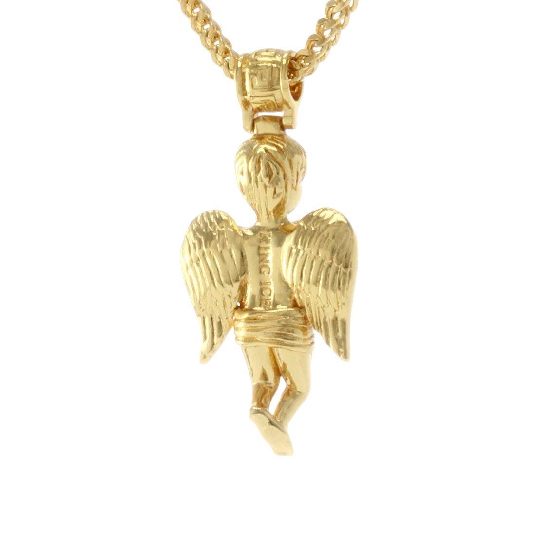 King Ice Praying Angel Necklace - GOLD