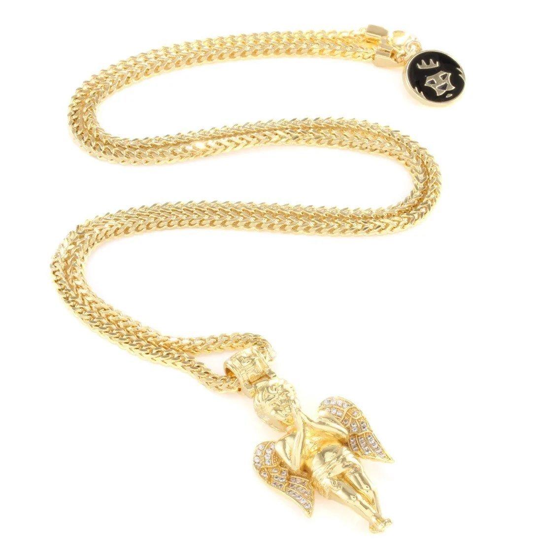 King Ice Praying Angel Necklace - GOLD