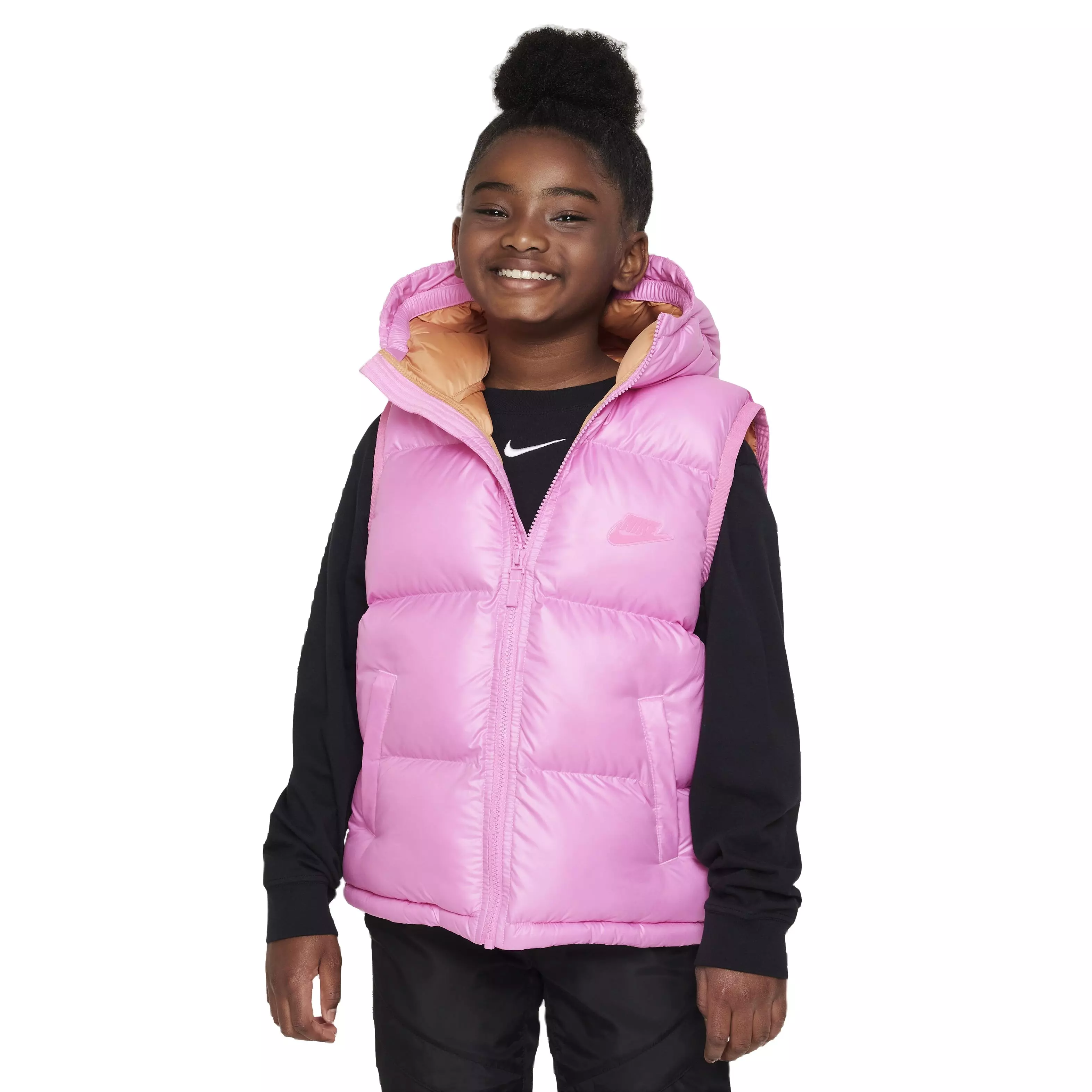 Nike Big Kids' Sportswear Therma-FIT High SYNFL Repel Loose Hooded Vest -Pink - PINK