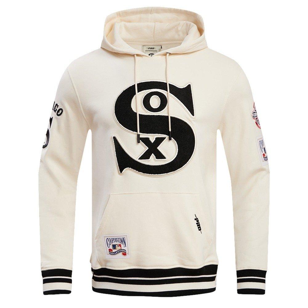 Pro Standard Men's MLB Chicago White Sox Retro Classic Fleece Pullover Hoodie -Eggshell/Black - EGGSHELL/BLACK Thumbnail View 1