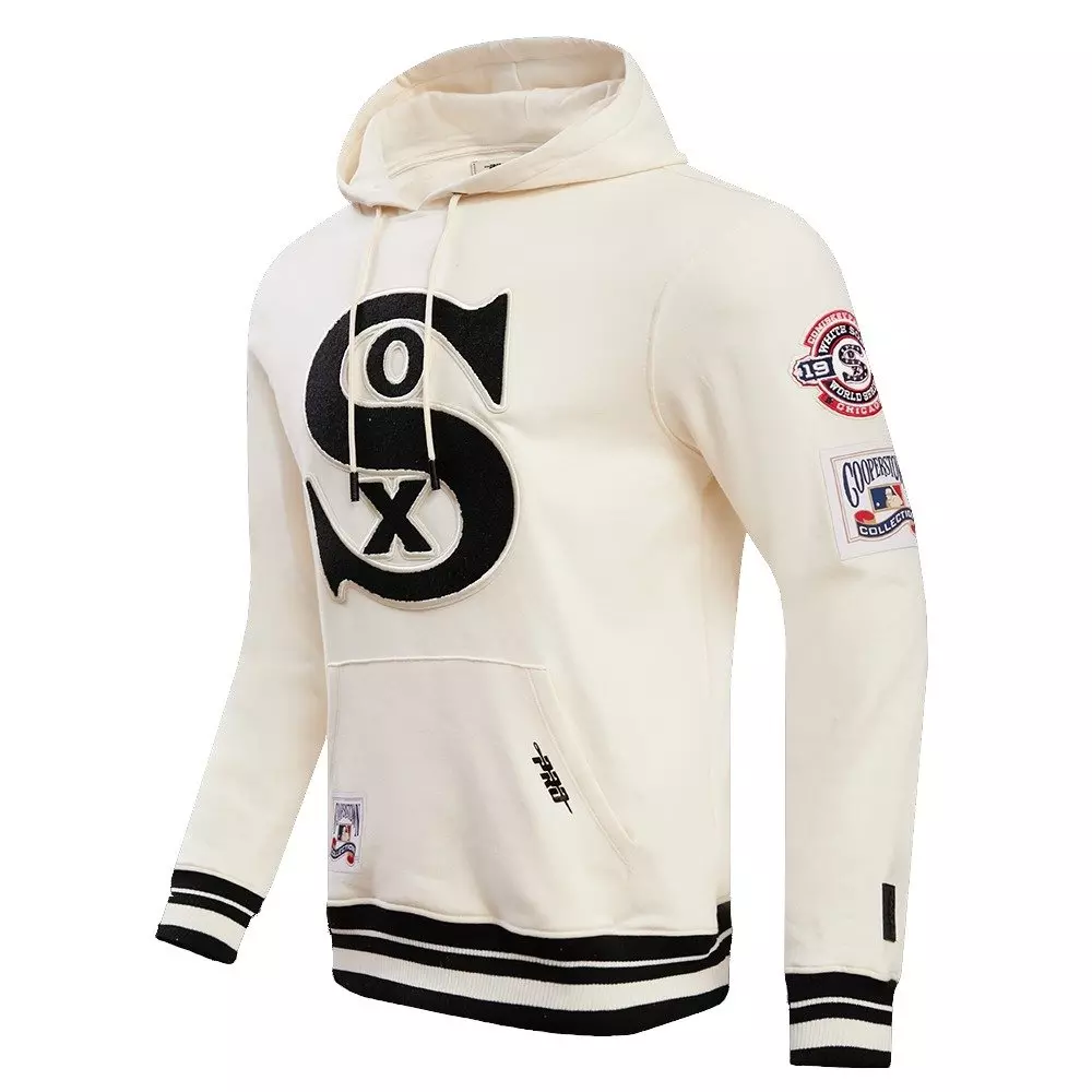 Pro Standard Men's MLB Chicago White Sox Retro Classic Fleece Pullover Hoodie - Eggshell/Black - EGGSHELL/BLACK