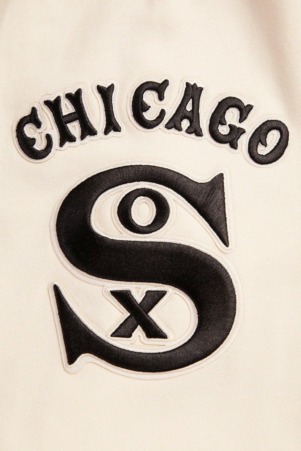 Pro Standard Men's MLB Chicago White Sox Retro Classic Fleece Pullover Hoodie -Eggshell/Black - EGGSHELL/BLACK Thumbnail View 6