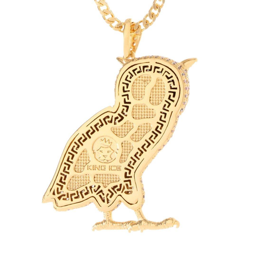 King Ice Wise Owl Necklace - GOLD
