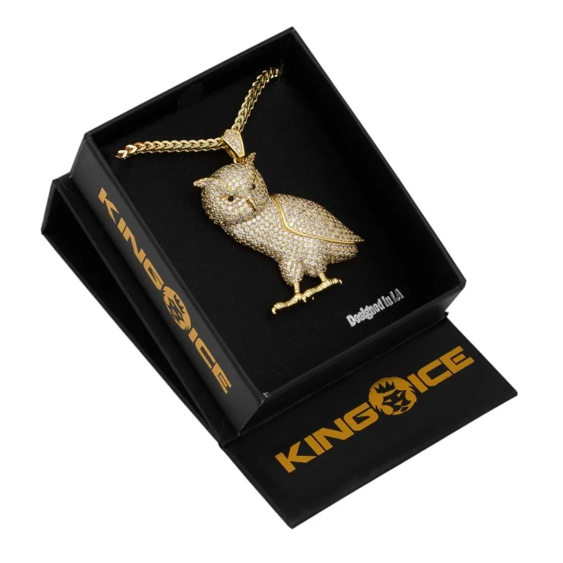 King Ice Wise Owl Necklace - GOLD