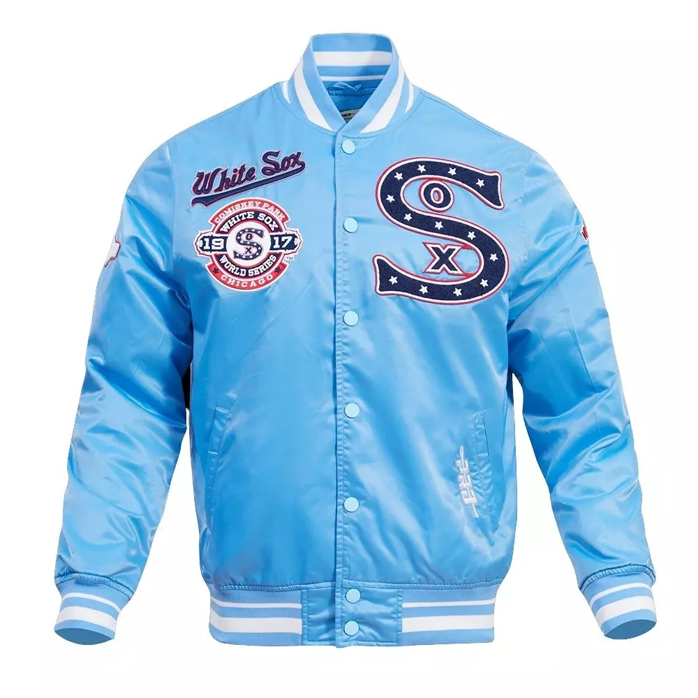 Pro Standard Men's MLB Chicago White Sox Retro Classic Rib Satin Jacket -Blue - BLUE