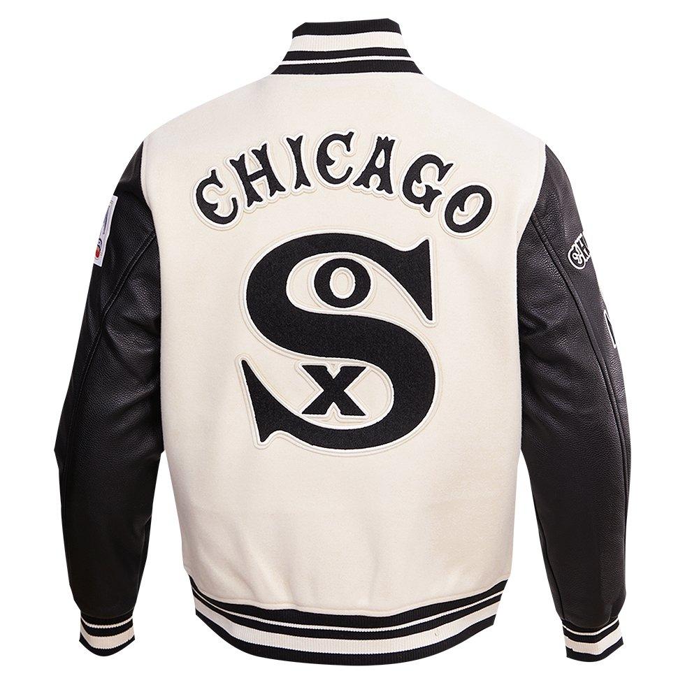 Pro Standard Men's MLB Chicago White Sox Retro Classic Rib Wool Varsity Jacket - Eggshell/Black - EGGSHELL/BLACK Thumbnail View 2