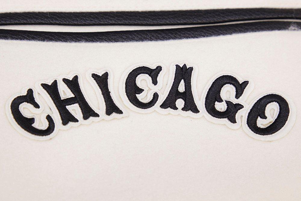 Pro Standard Men's MLB Chicago White Sox Retro Classic Rib Wool Varsity Jacket - Eggshell/Black - EGGSHELL/BLACK Thumbnail View 6