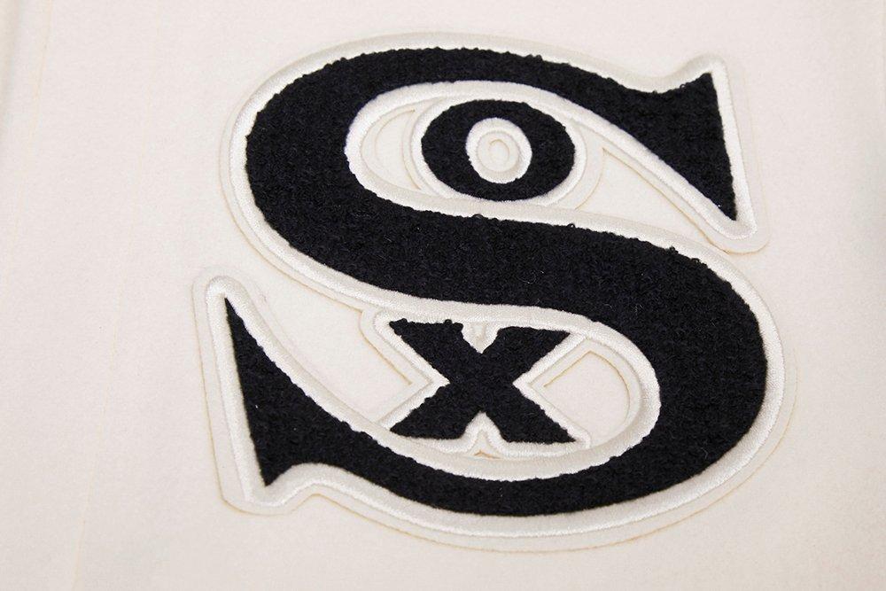 Pro Standard Men's MLB Chicago White Sox Retro Classic Rib Wool Varsity Jacket -Eggshell/Black - EGGSHELL/BLACK Thumbnail View 7