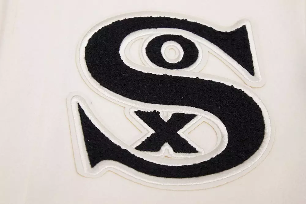 Pro Standard Men's MLB Chicago White Sox Retro Classic Rib Wool Varsity Jacket -Eggshell/Black - EGGSHELL/BLACK