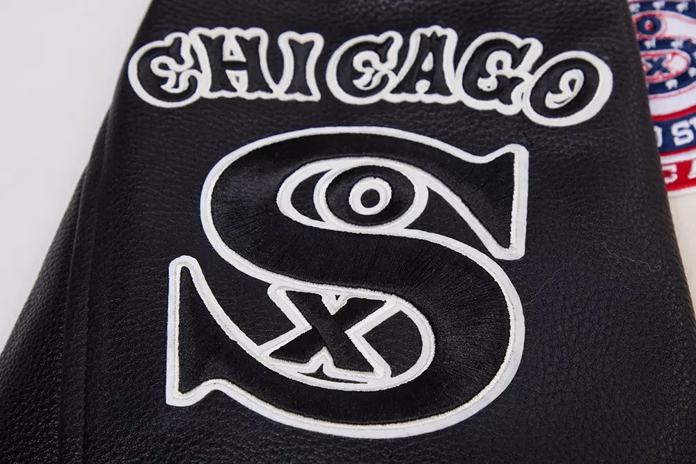 Pro Standard Men's MLB Chicago White Sox Retro Classic Rib Wool Varsity Jacket -Eggshell/Black - EGGSHELL/BLACK