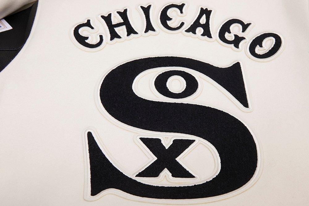 Pro Standard Men's MLB Chicago White Sox Retro Classic Rib Wool Varsity Jacket - Eggshell/Black - EGGSHELL/BLACK Thumbnail View 10