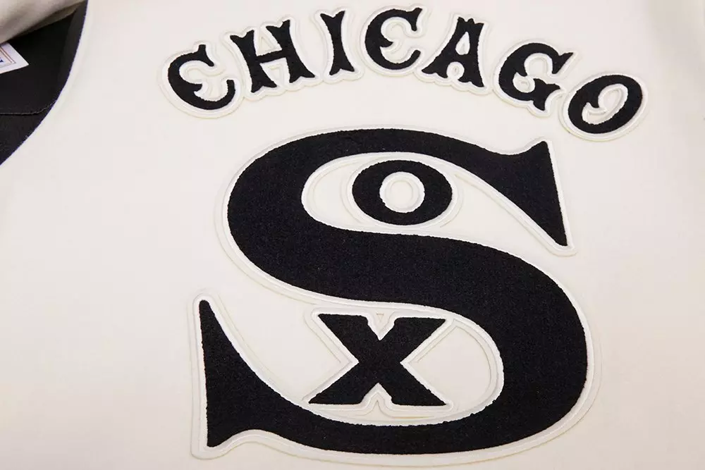 Pro Standard Men's MLB Chicago White Sox Retro Classic Rib Wool Varsity Jacket -Eggshell/Black - EGGSHELL/BLACK