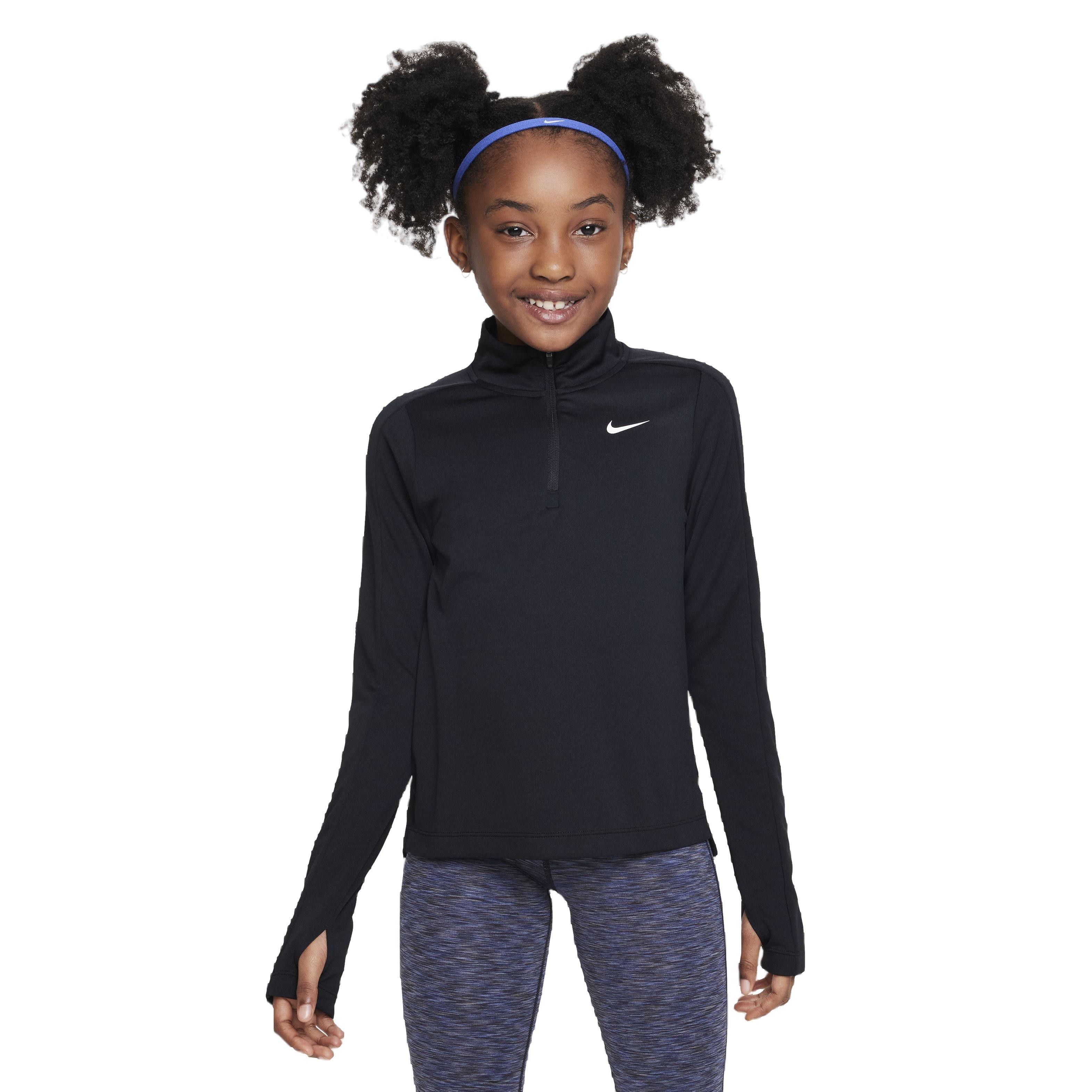 Nike Big Girls' Dri-FIT Long-Sleeve 1/2-Zip Top -  Black - BLACK Thumbnail View 1