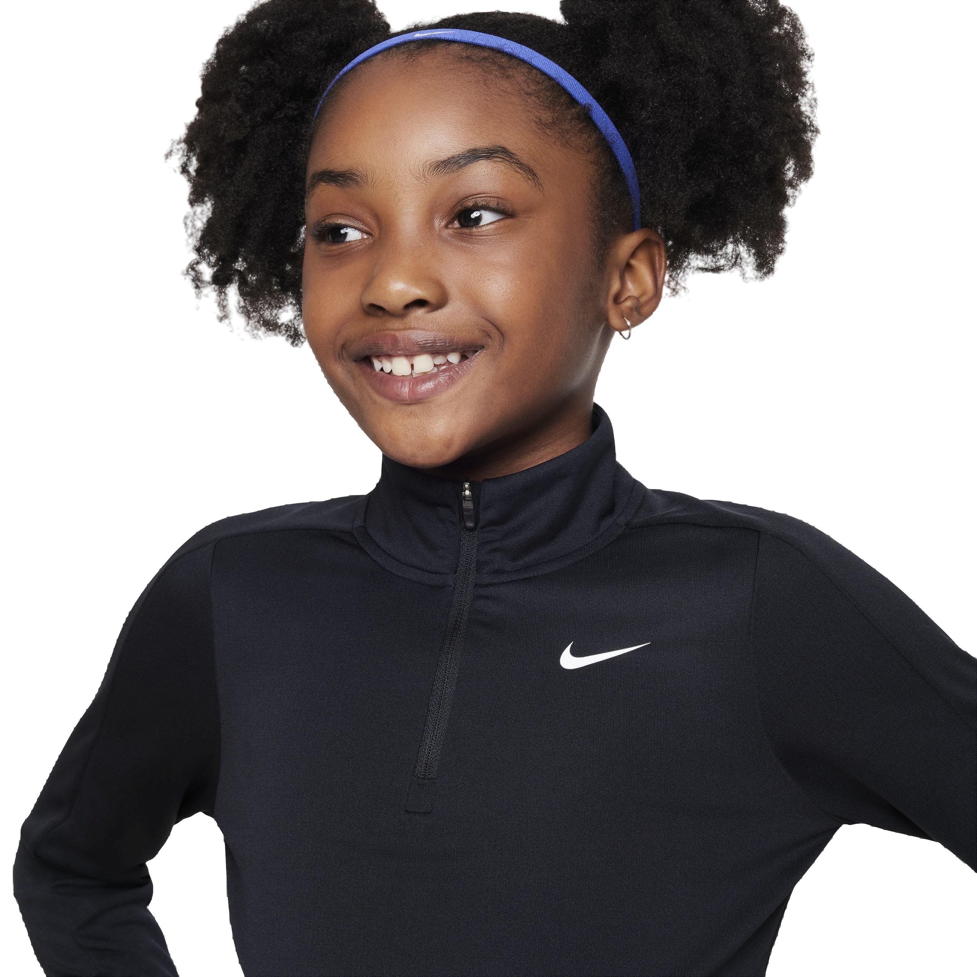Nike Big Girls' Dri-FIT Long-Sleeve 1/2-Zip Top -Black - BLACK Thumbnail View 3