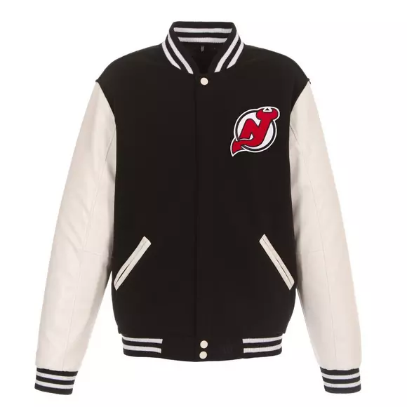Men's New Jersey Devils JH Design Gray/Black Embroidered Reversible Full  Snap Fleece Jacket