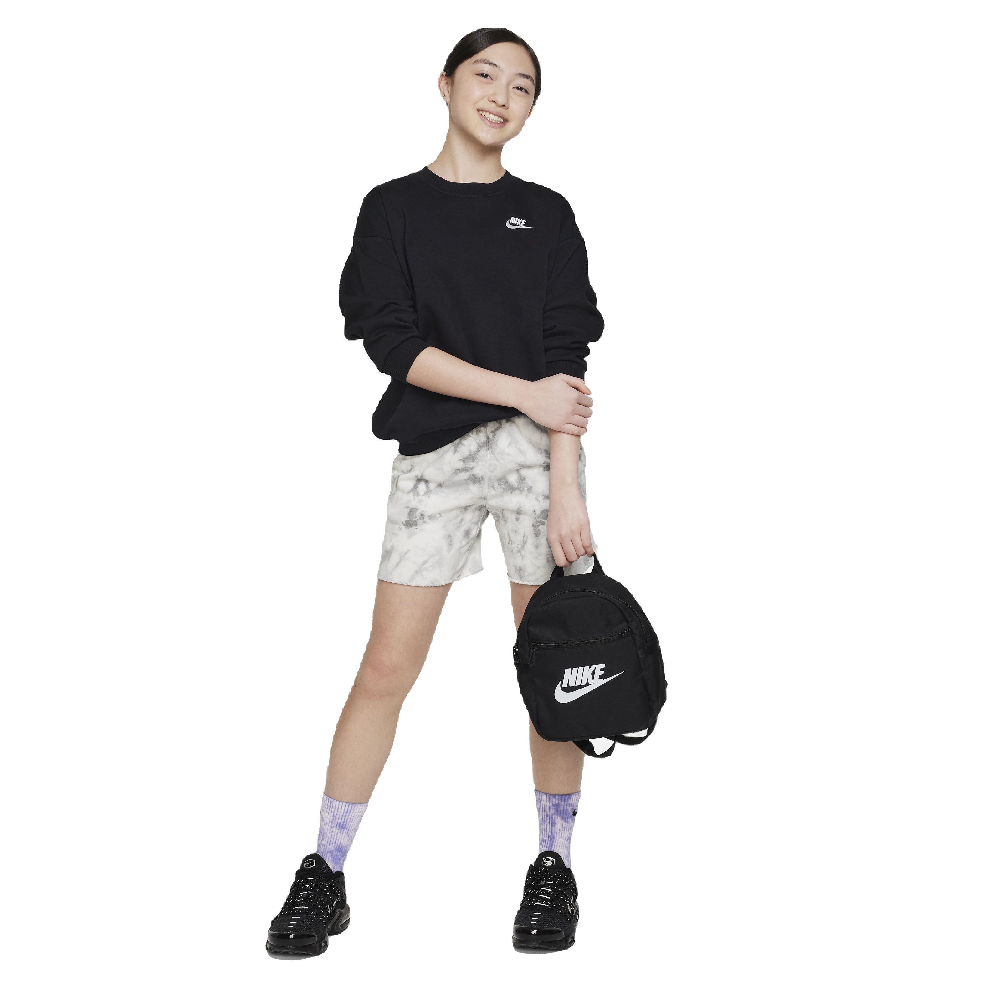 Nike Big Girls' Sportswear Club Fleece Oversized Crew LBR Sweatshirt - Black - BLACK Thumbnail View 4