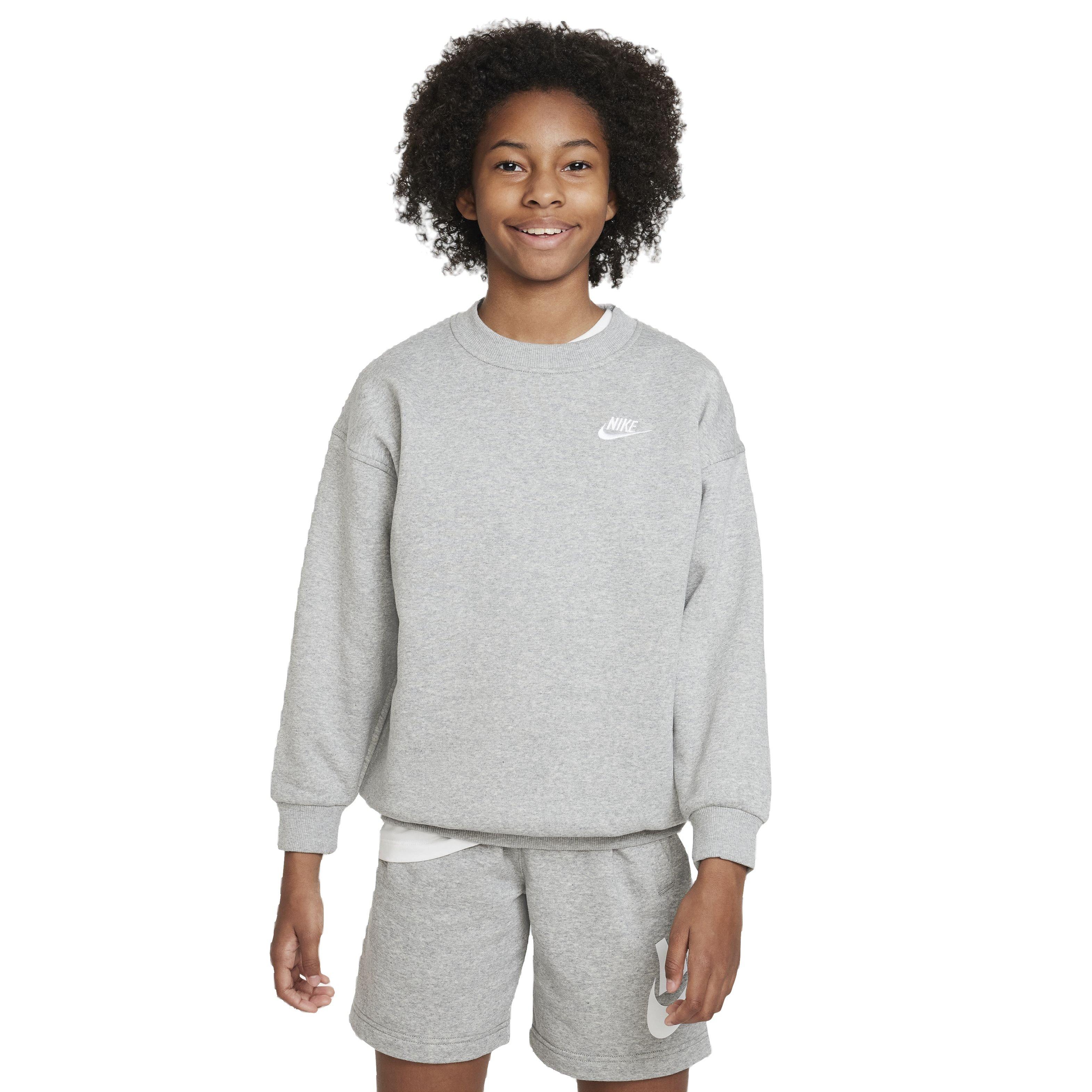 Nike Oversized Club Fleece Crew Sweatshirt Grey | Hibbett