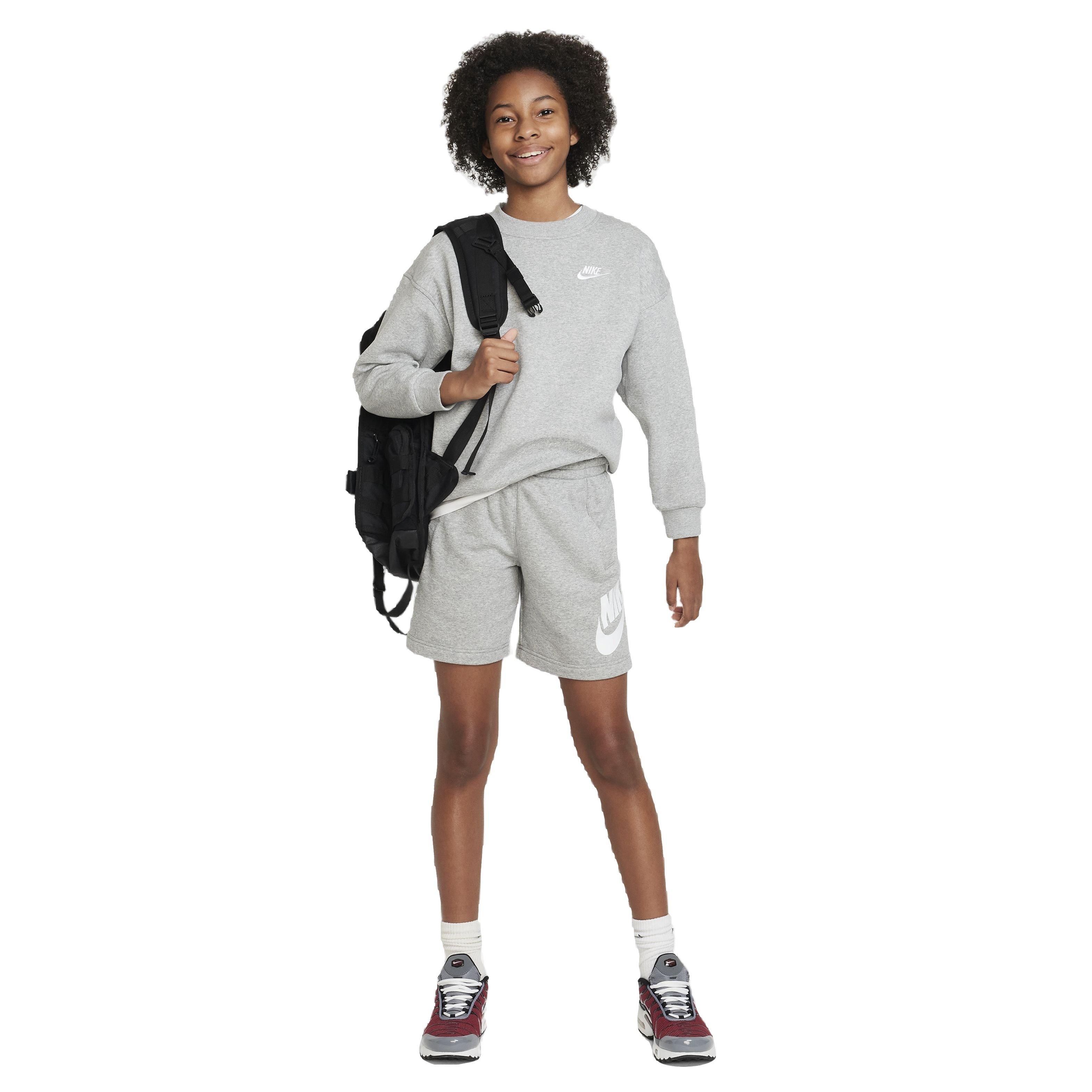 Nike Big Girls' Sportswear Club Fleece Oversized Crew LBR Sweatshirt -Grey