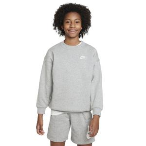 Nike Big Girls' Sportswear Club Fleece Oversized Crew LBR Sweatshirt -Grey