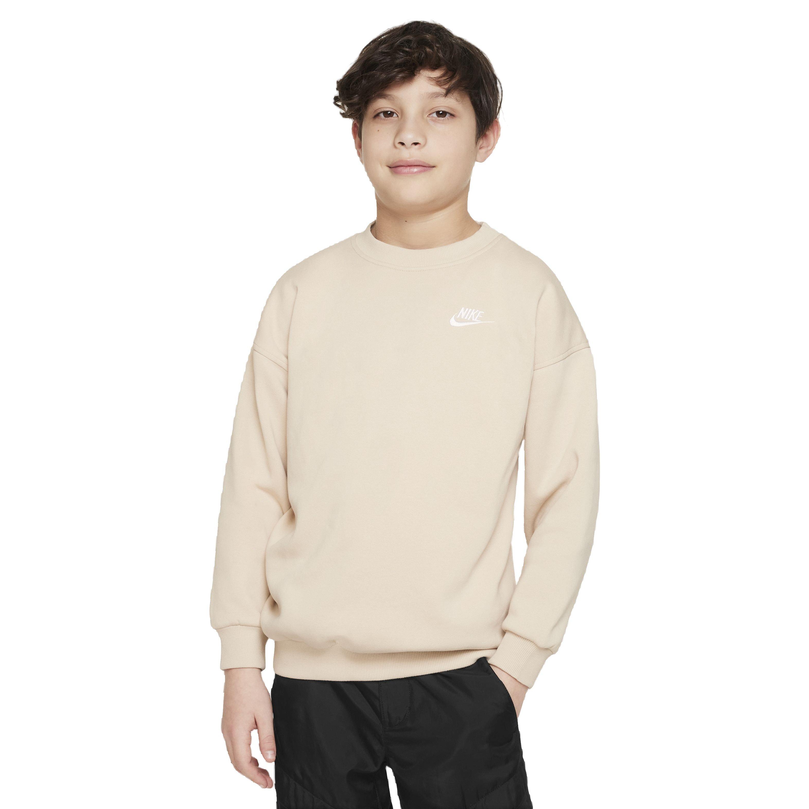 Nike Sportswear Club Fleece Oversized Crew LBR Big Kids' Cream Sweatshirt