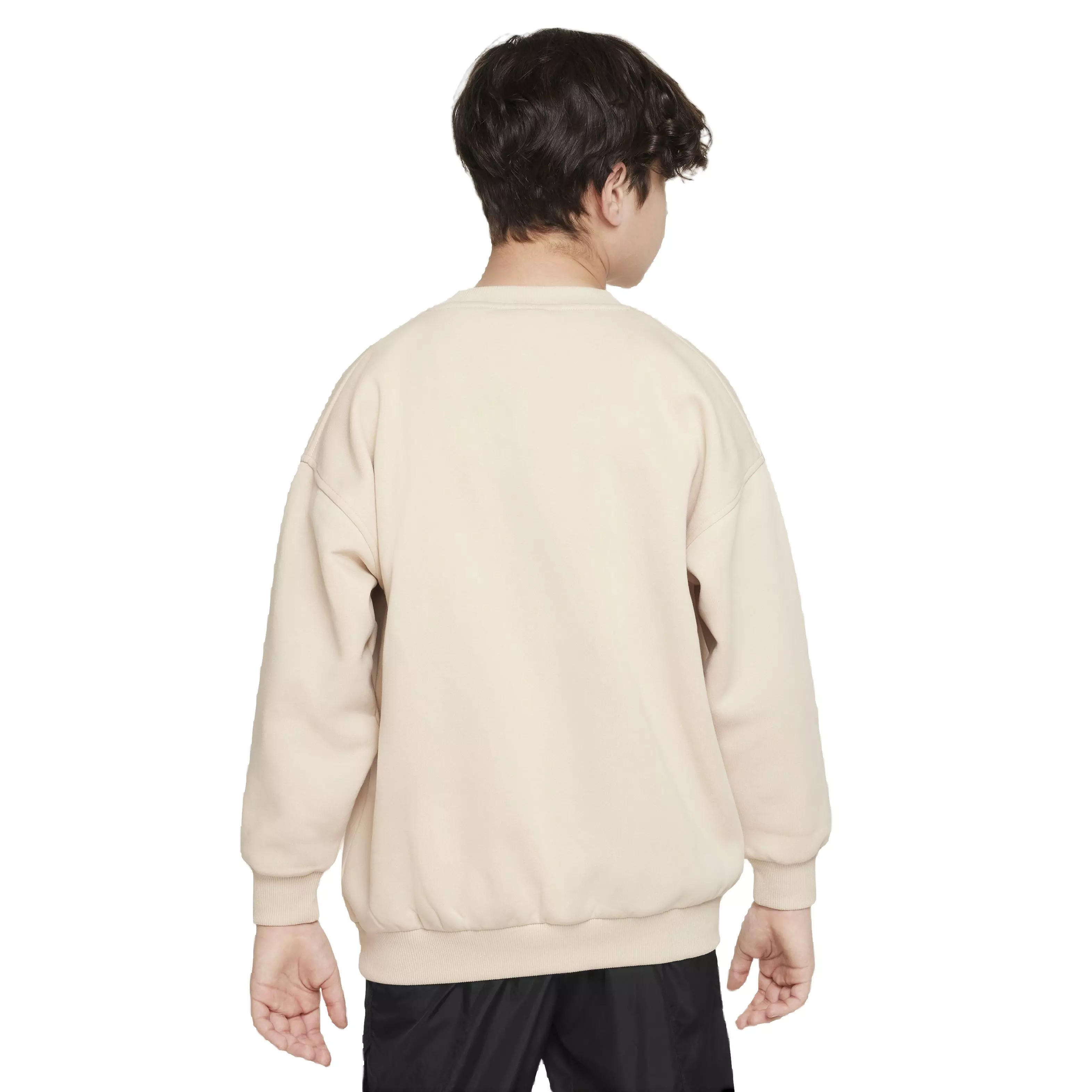 Nike Big Kids' Sportswear Club Fleece Oversized Crew LBR Sweatshirt - Cream - CREAM
