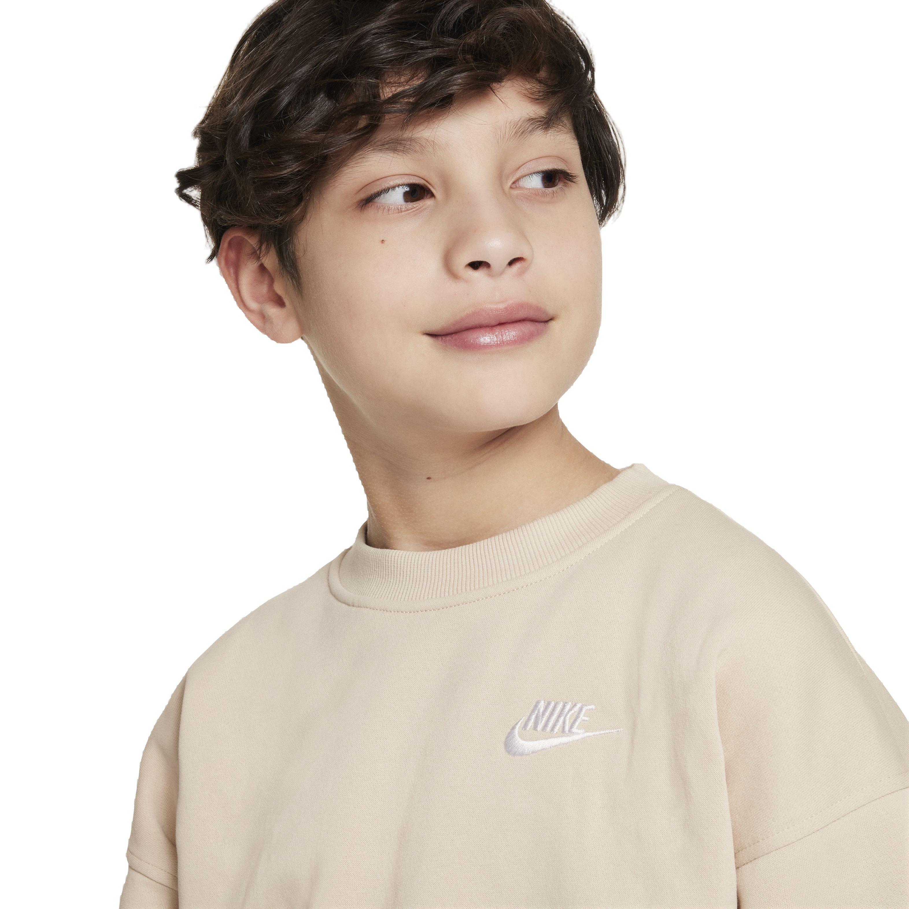 Nike Big Kids' Sportswear Club Fleece Oversized Crew LBR Sweatshirt - Cream - CREAM Thumbnail View 3