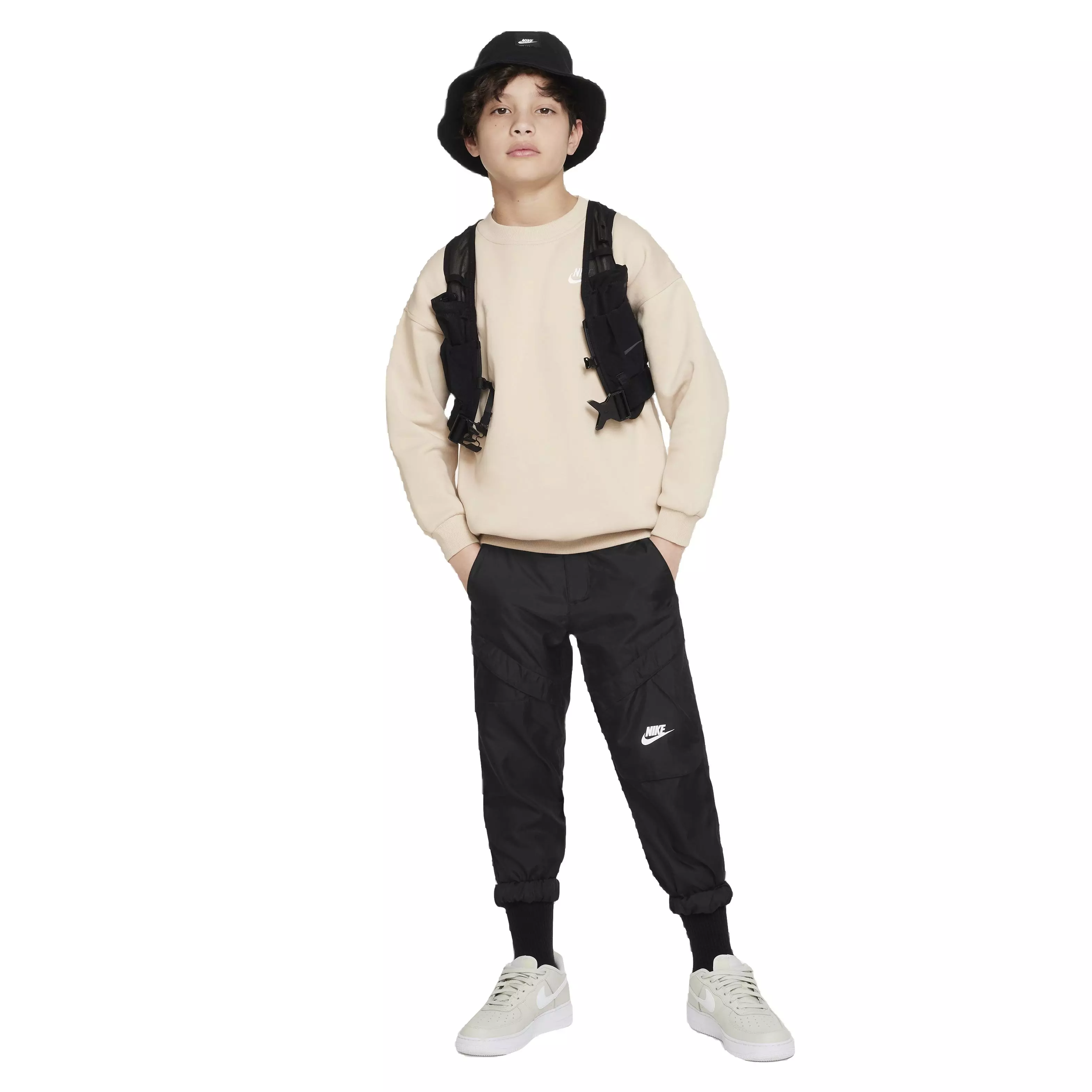 Nike Big Kids' Sportswear Club Fleece Oversized Crew LBR Sweatshirt - Cream - CREAM