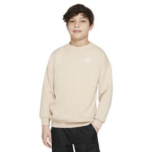 Nike Big Kids' Sportswear Club Fleece Oversized Crew LBR Sweatshirt -Cream