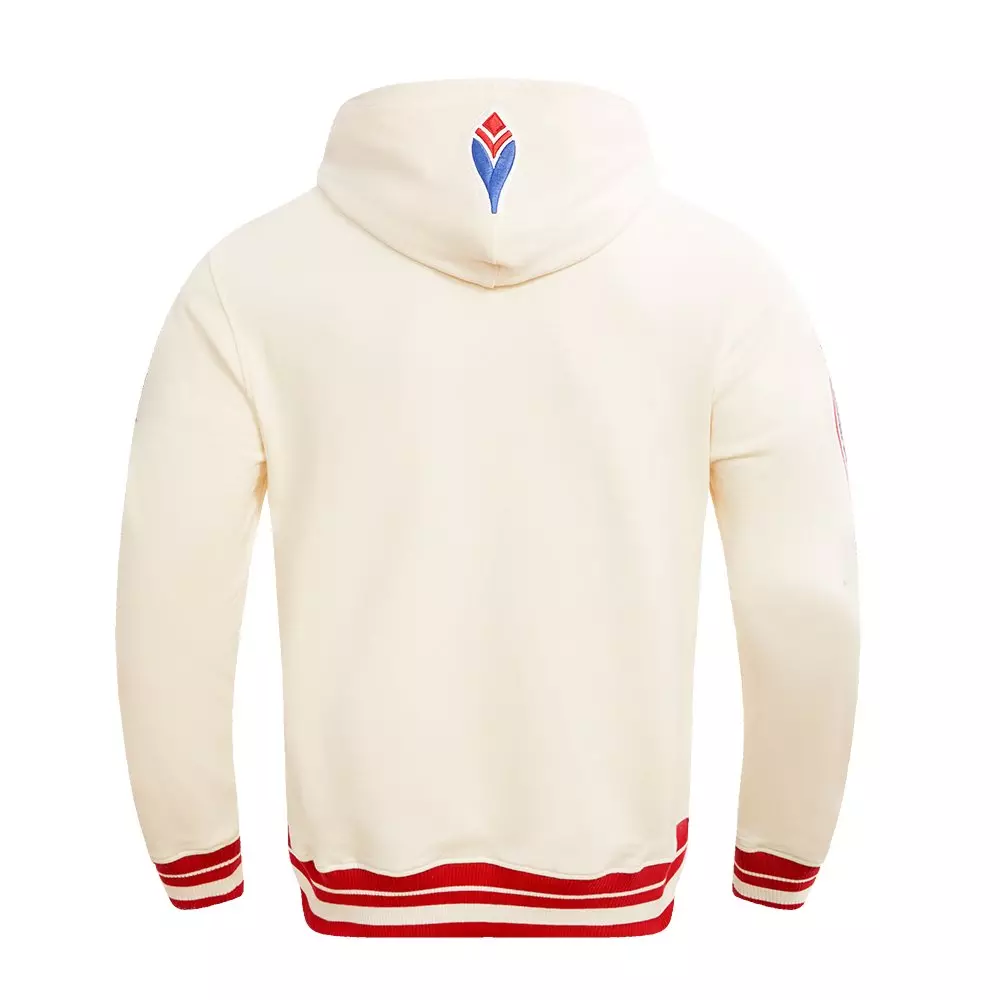 Pro Standard Men's MLB Atlanta Braves Retro Classic Fleece Pullover Hoodie -Eggshell/Red - EGGSHELL/RED