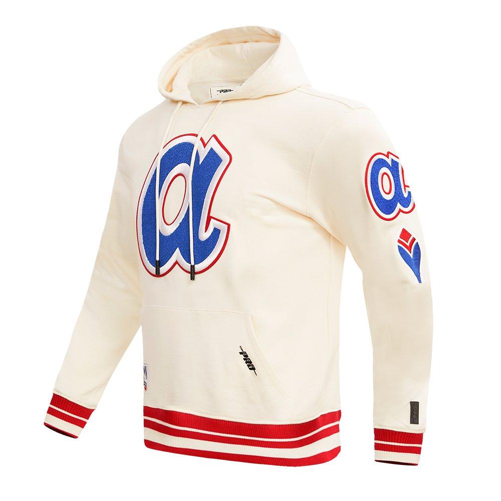 Pro Standard Men's MLB Atlanta Braves Retro Classic Fleece Pullover Hoodie -Eggshell/Red - EGGSHELL/RED Thumbnail View 3
