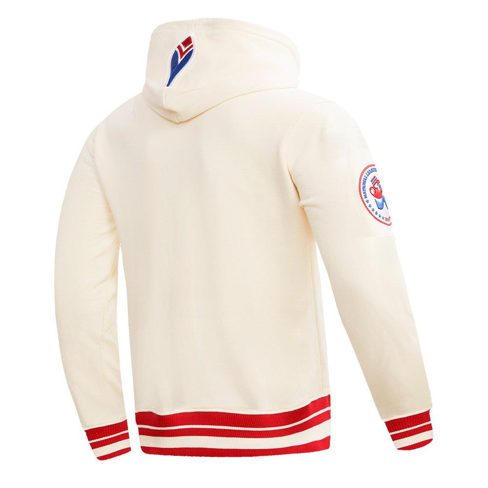 Pro Standard Men's MLB Atlanta Braves Retro Classic Fleece Pullover Hoodie -Eggshell/Red - EGGSHELL/RED Thumbnail View 4